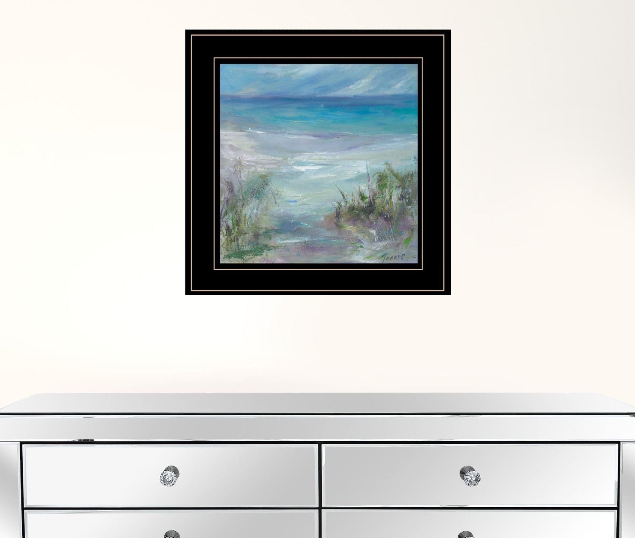 Blue Horizons 3 Black Framed Print Wall Art