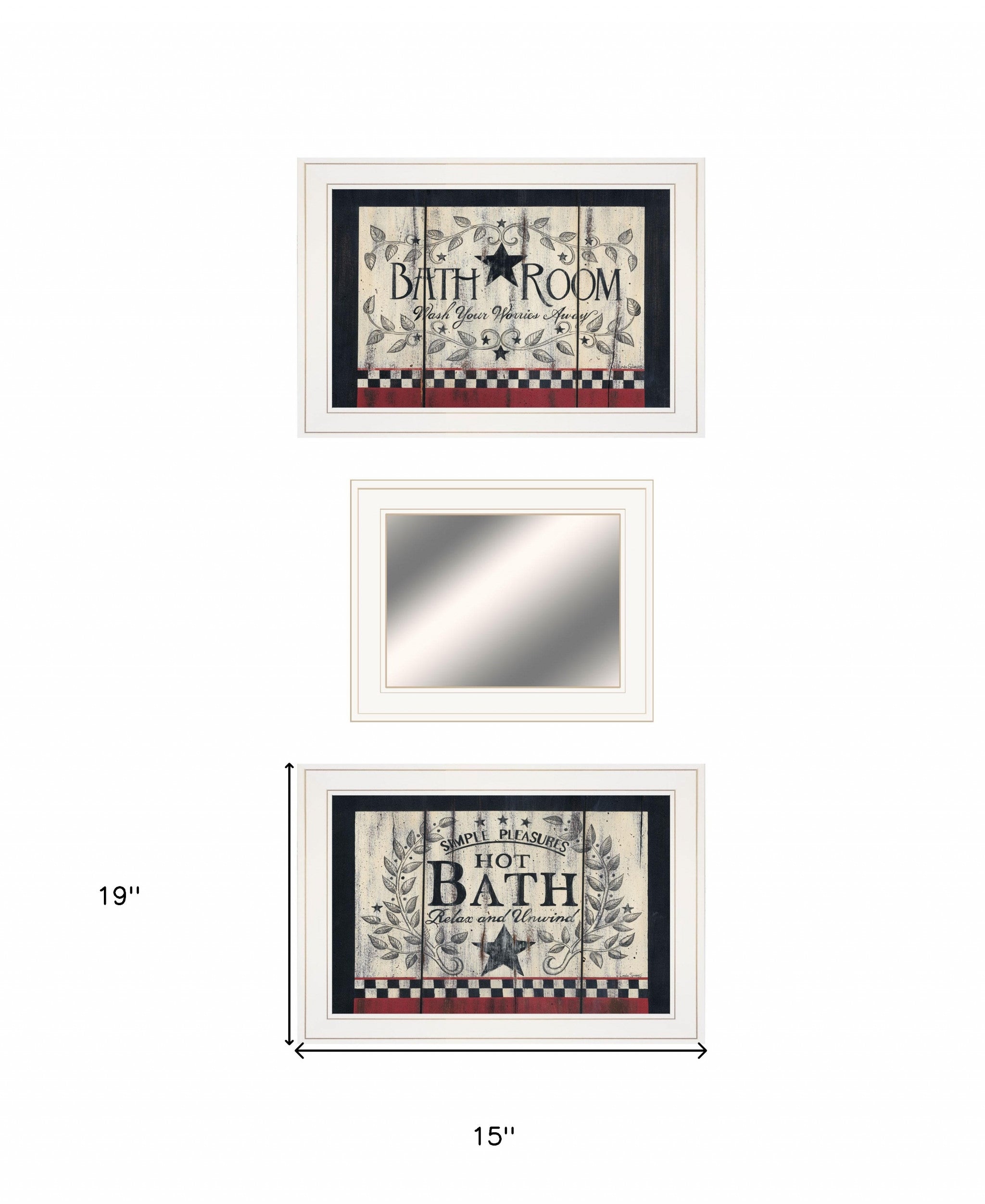 Set Of Three Hot Bath 11 White Framed Print Wall Art