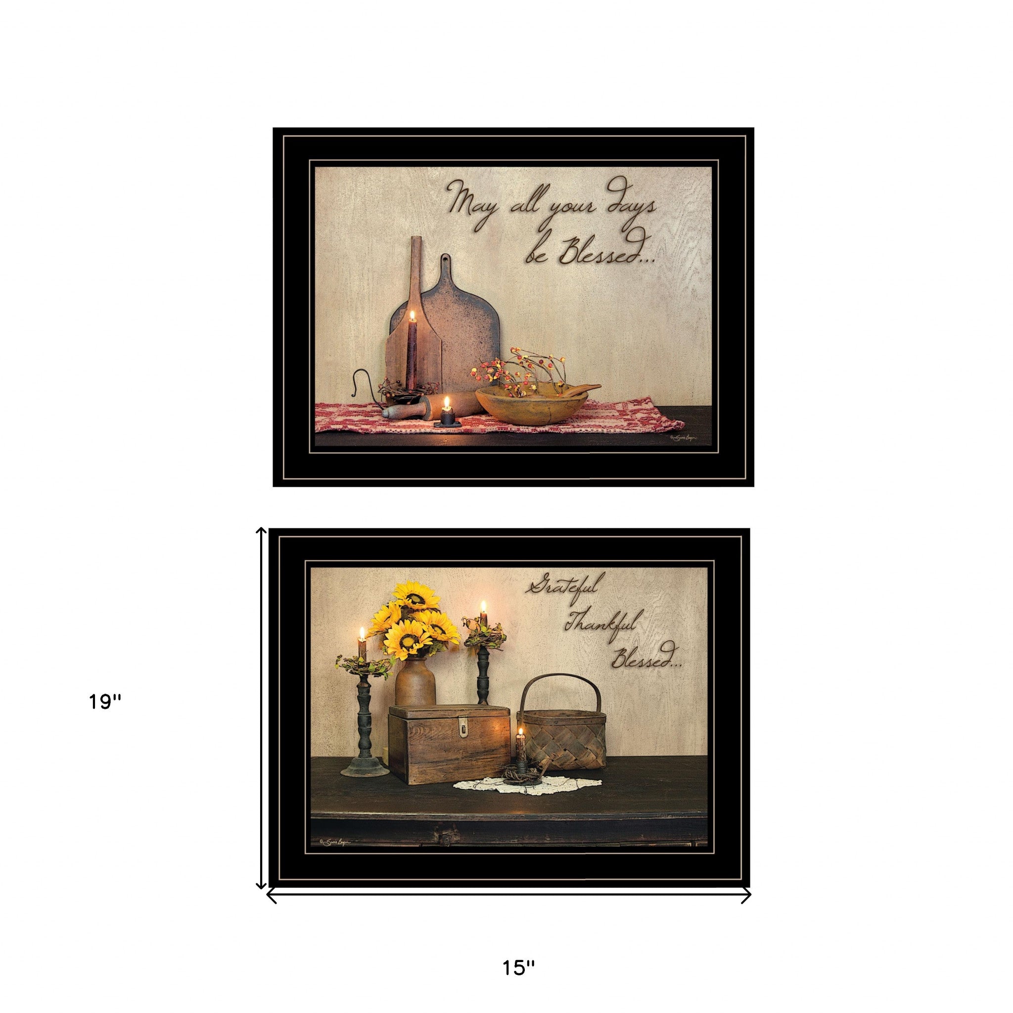 Set Of Two Twice Blessed Black Framed Print Wall Art