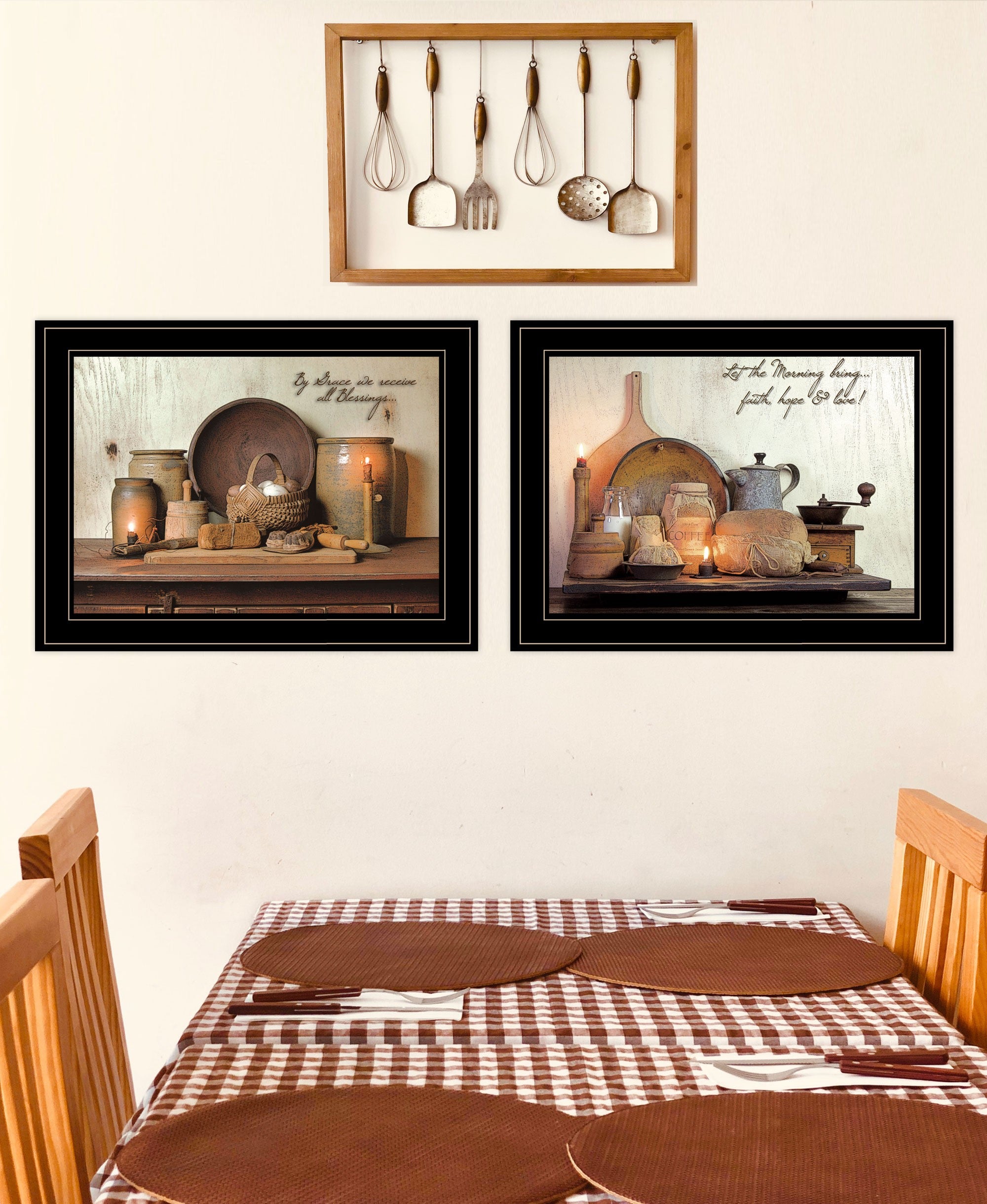 Set Of Two By Grace 2 Black Framed Print Kitchen Wall Art