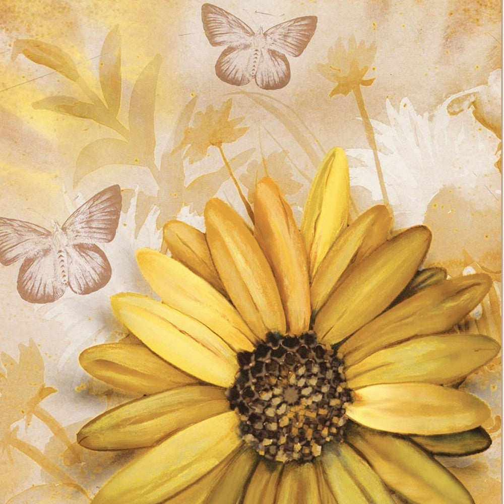 Set Of Three Yellow Butterflies White Framed Print Wall Art with Mirror