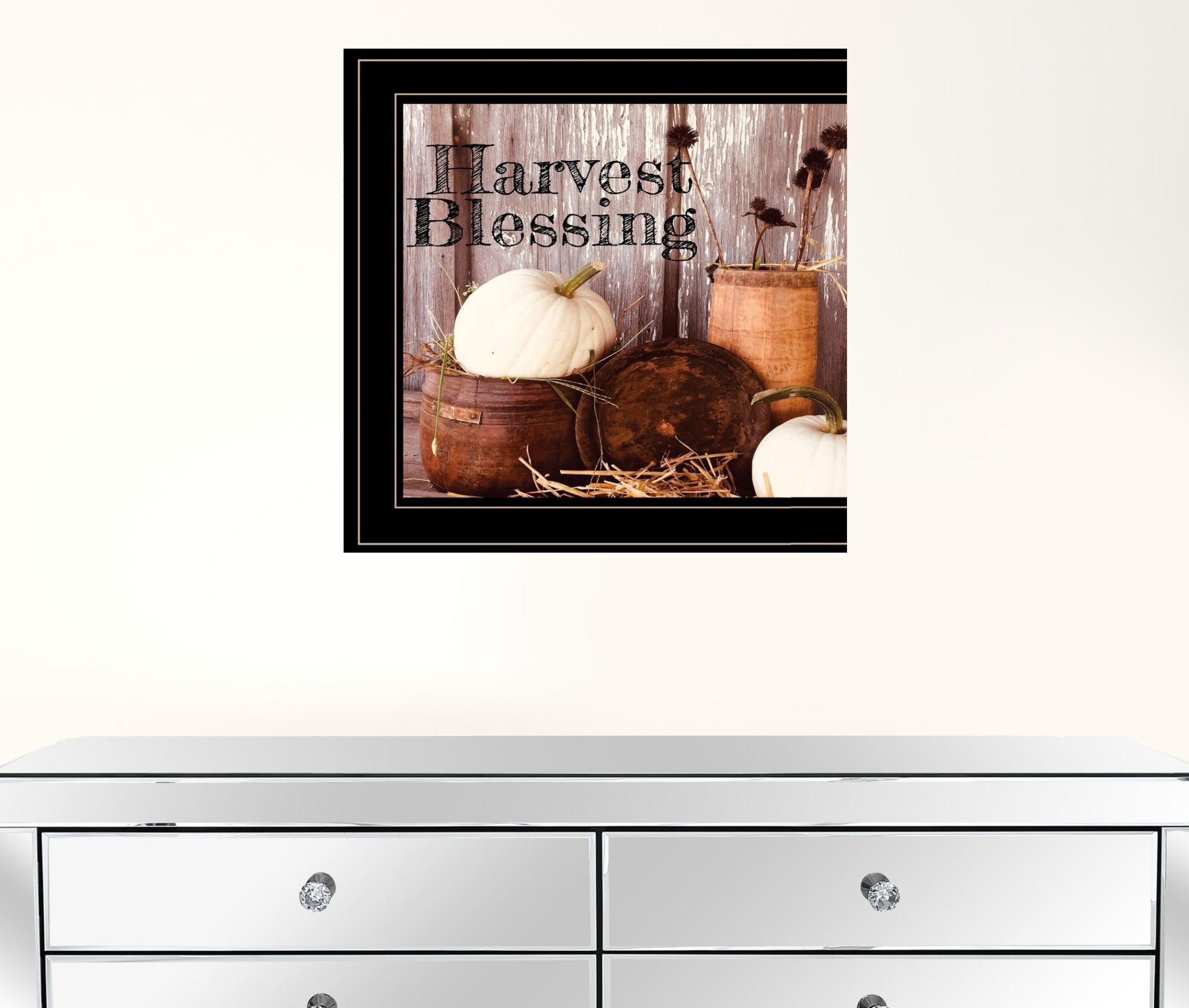 Harvest Blessings 2 Black Framed Print Kitchen Wall Art