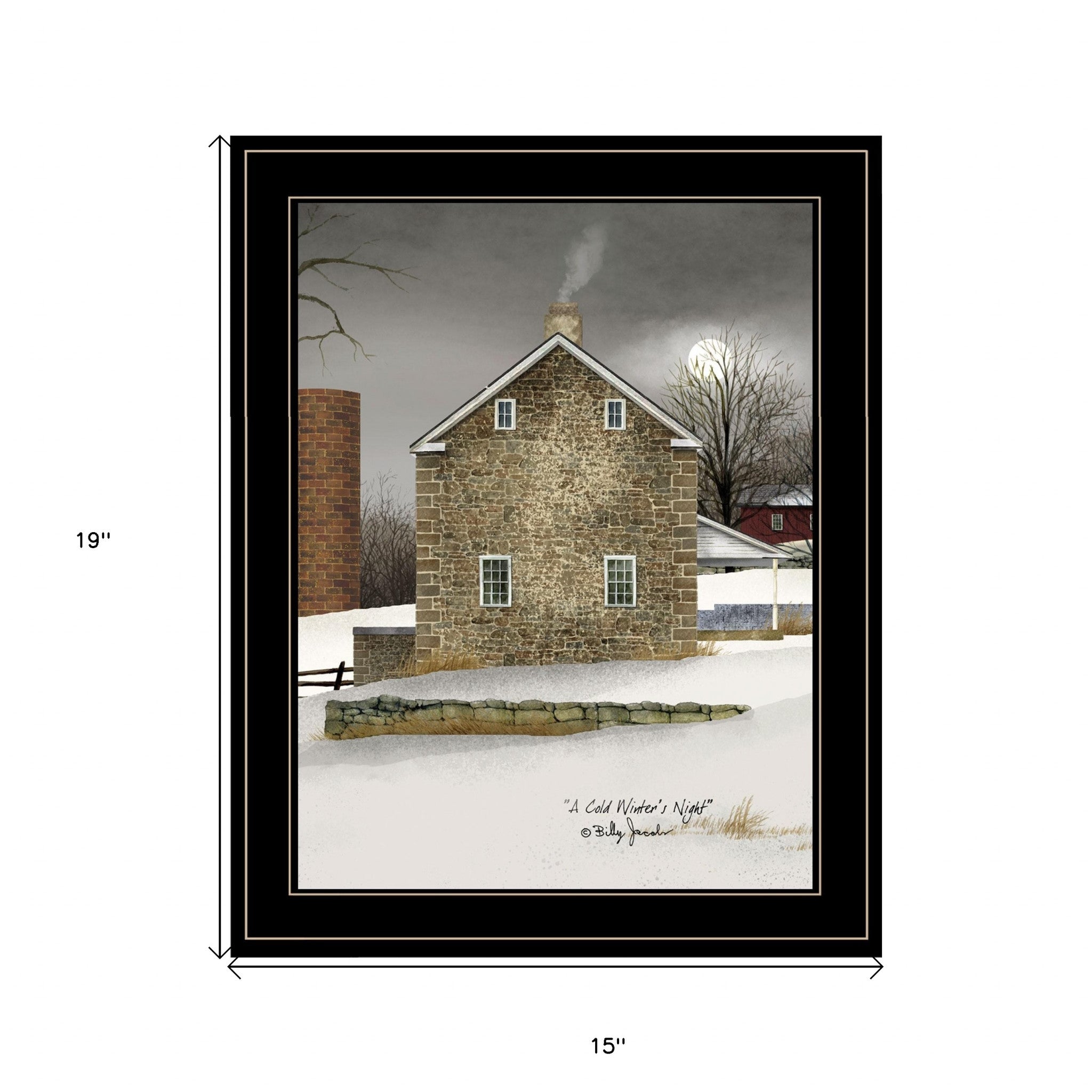 Cold Winters Night 2 Black Framed Print Wall Art