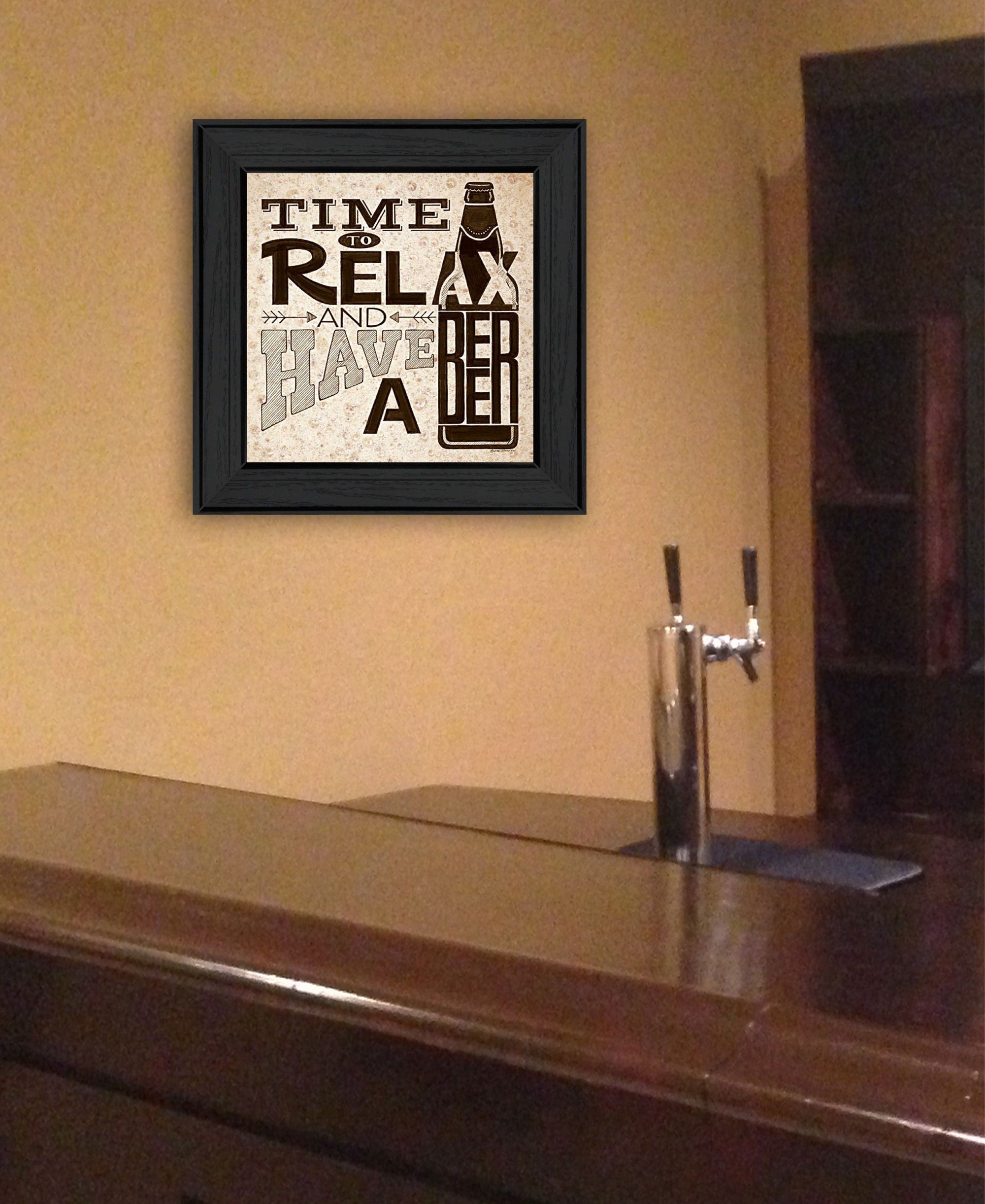 BeerTime To Relax Black Framed Print Wall Art