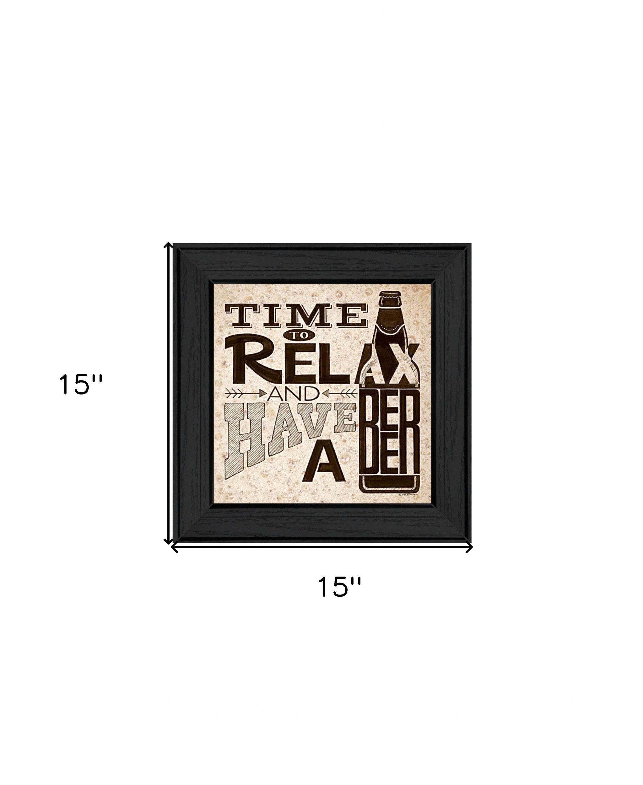 BeerTime To Relax Black Framed Print Wall Art