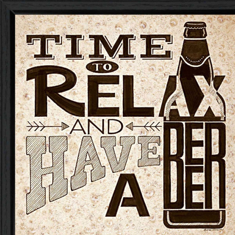 BeerTime To Relax Black Framed Print Wall Art