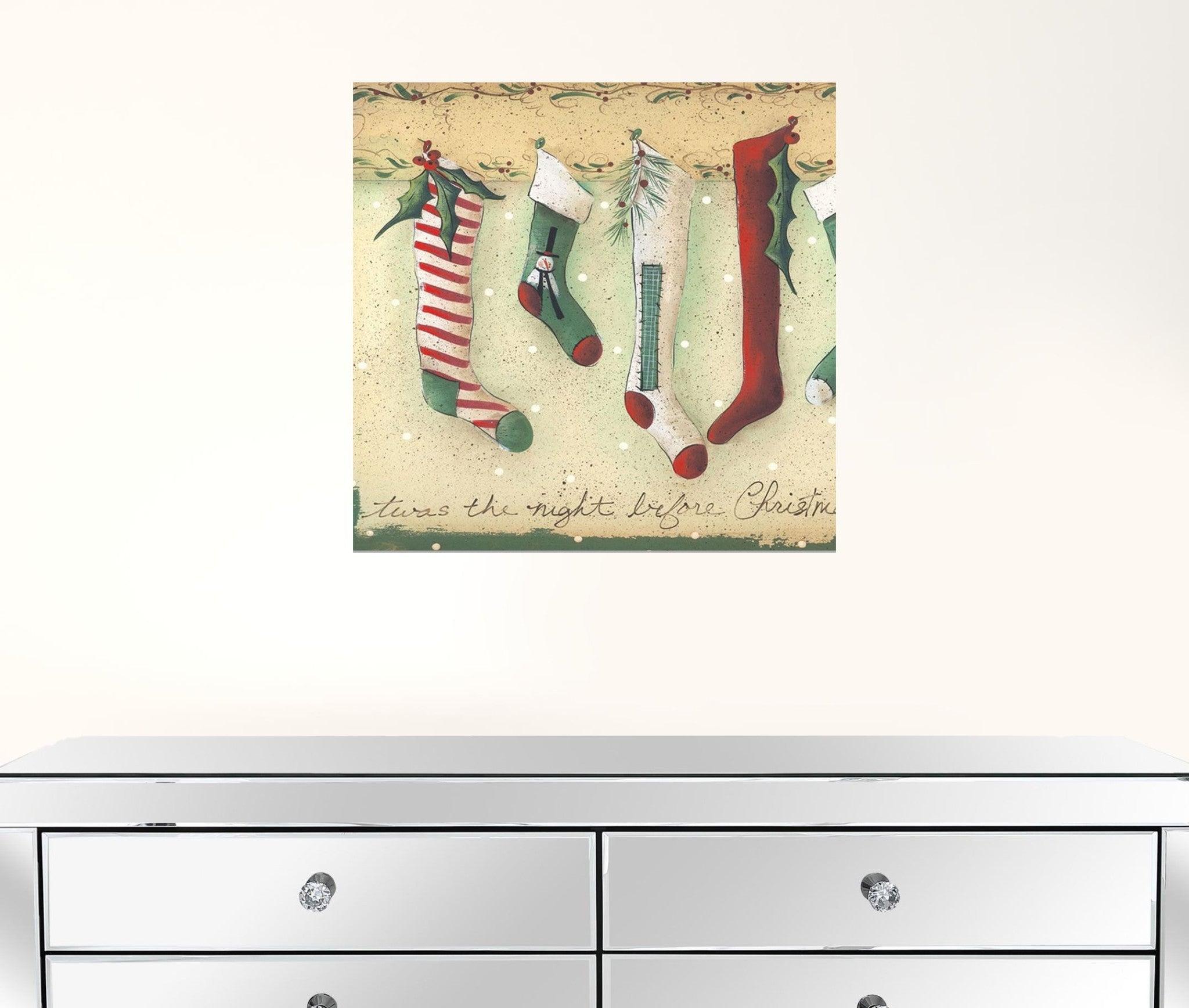 Stockings Were Hung White Framed Print Wall Art