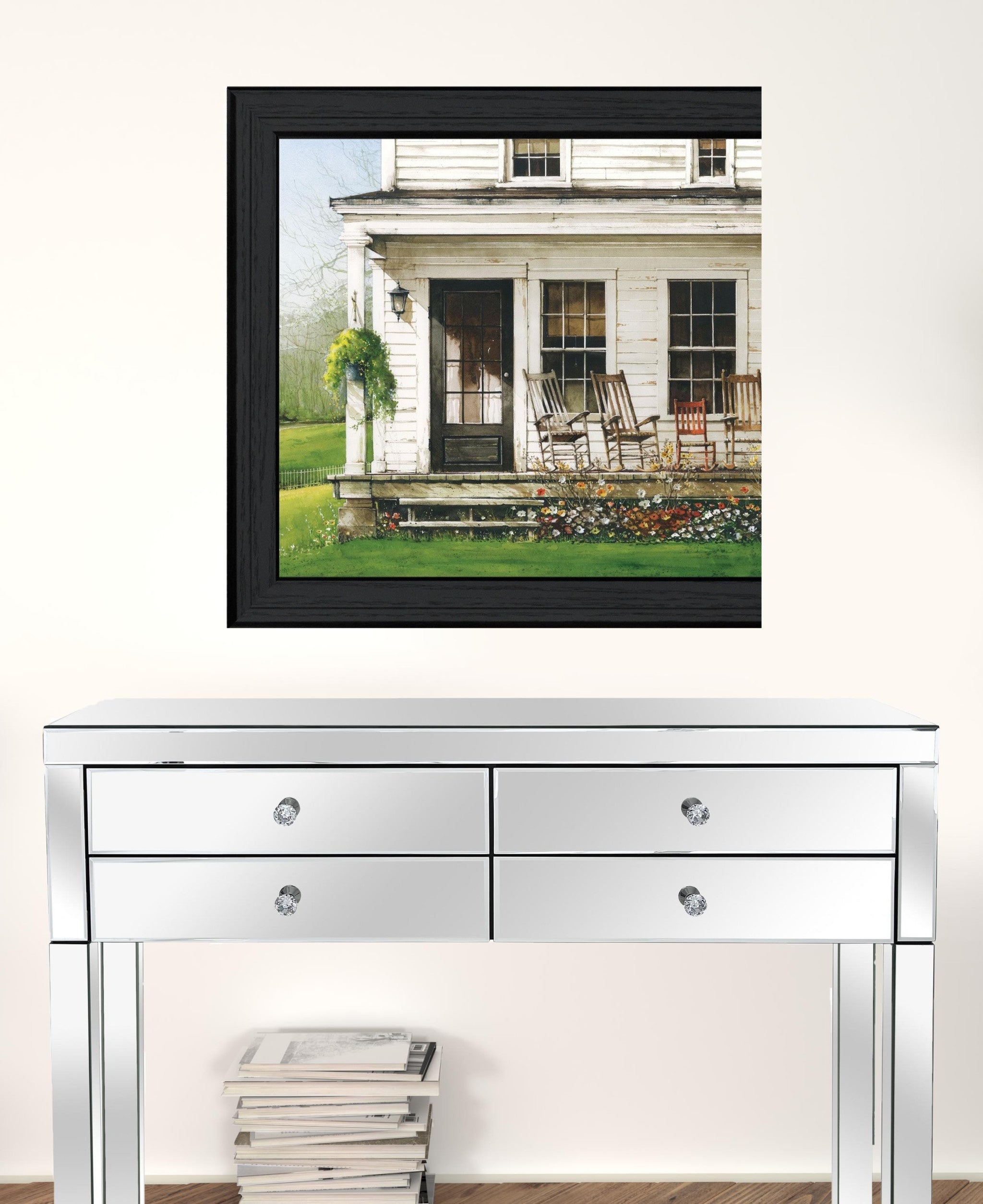 Back Porch Gathering 1 Black Framed Print Wall Art