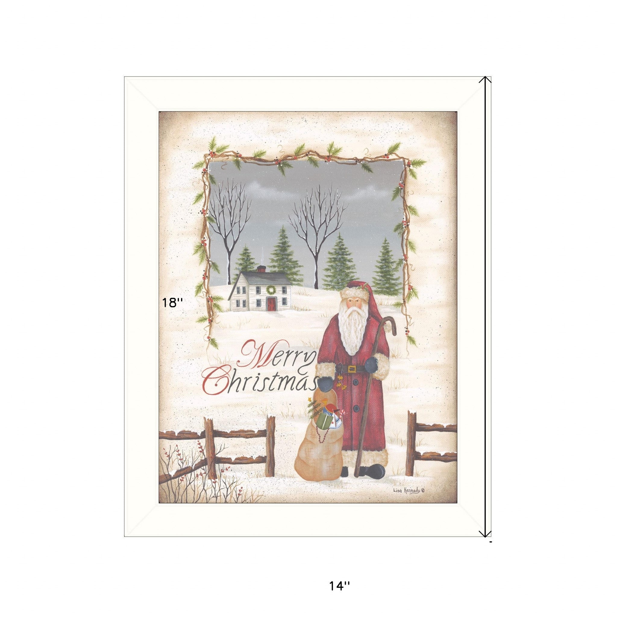 Merry Christmas White Framed Print Wall Art