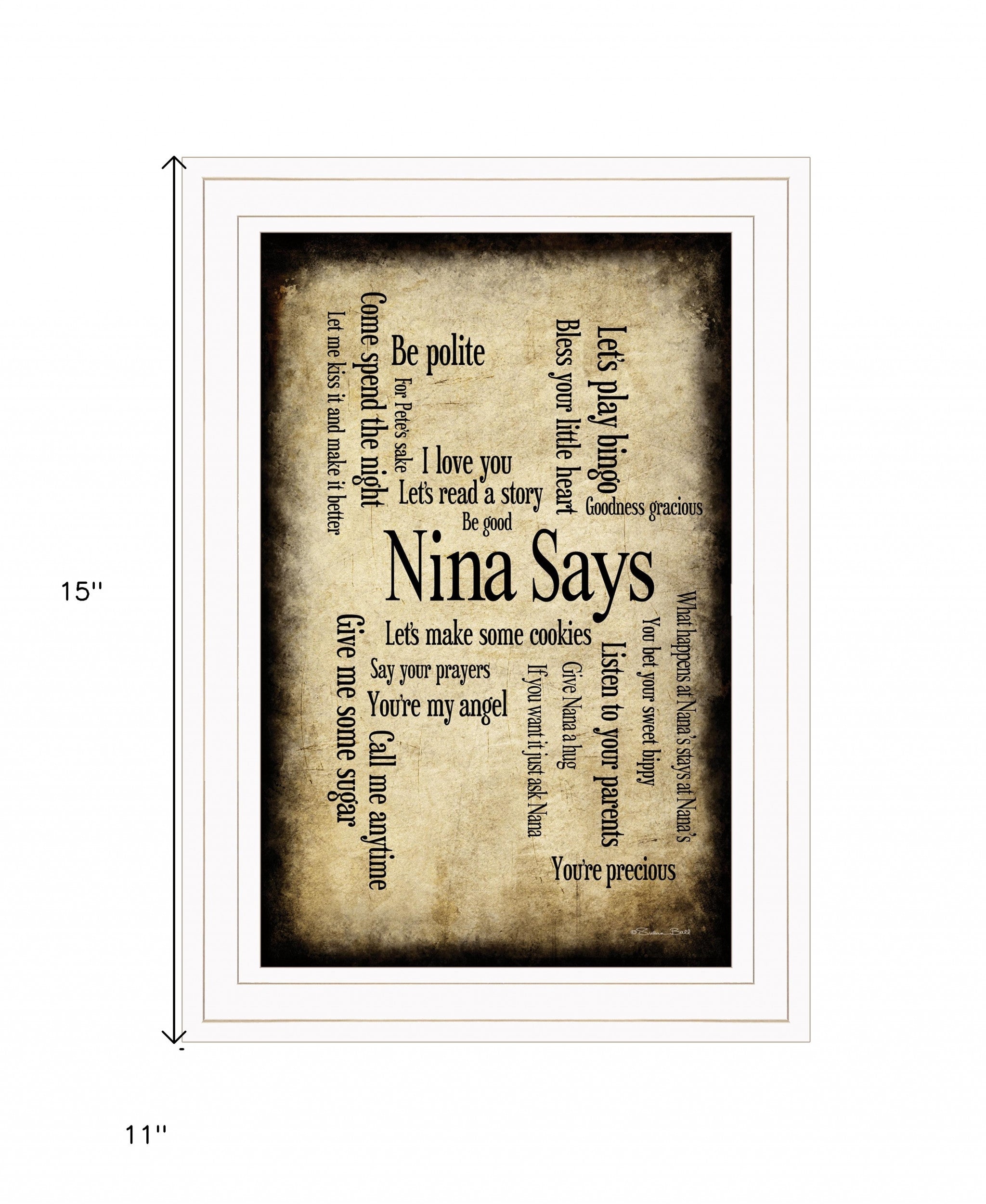 Nina Says 1 White Framed Print Wall Art