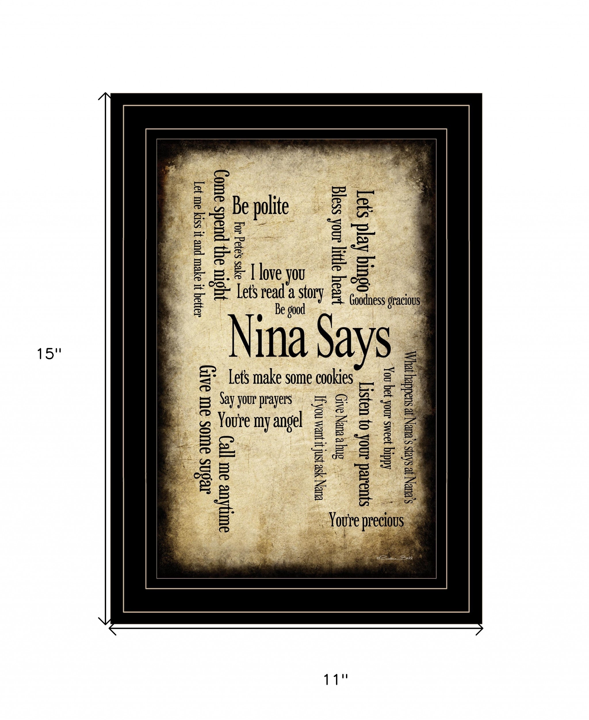 Nina Says 3 Black Framed Print Wall Art