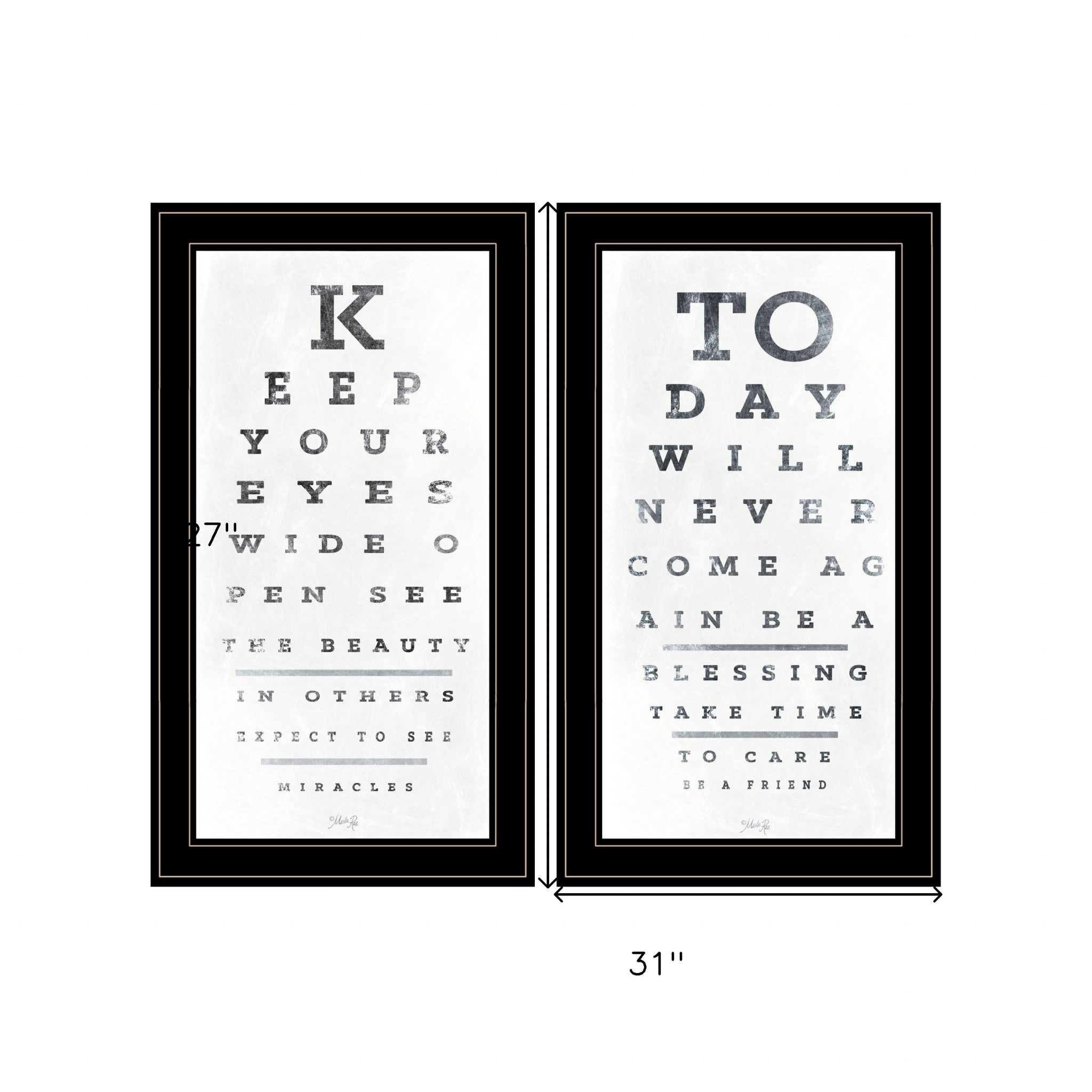 Set Of Two Eye Charts 1 Black Framed Print Wall Art