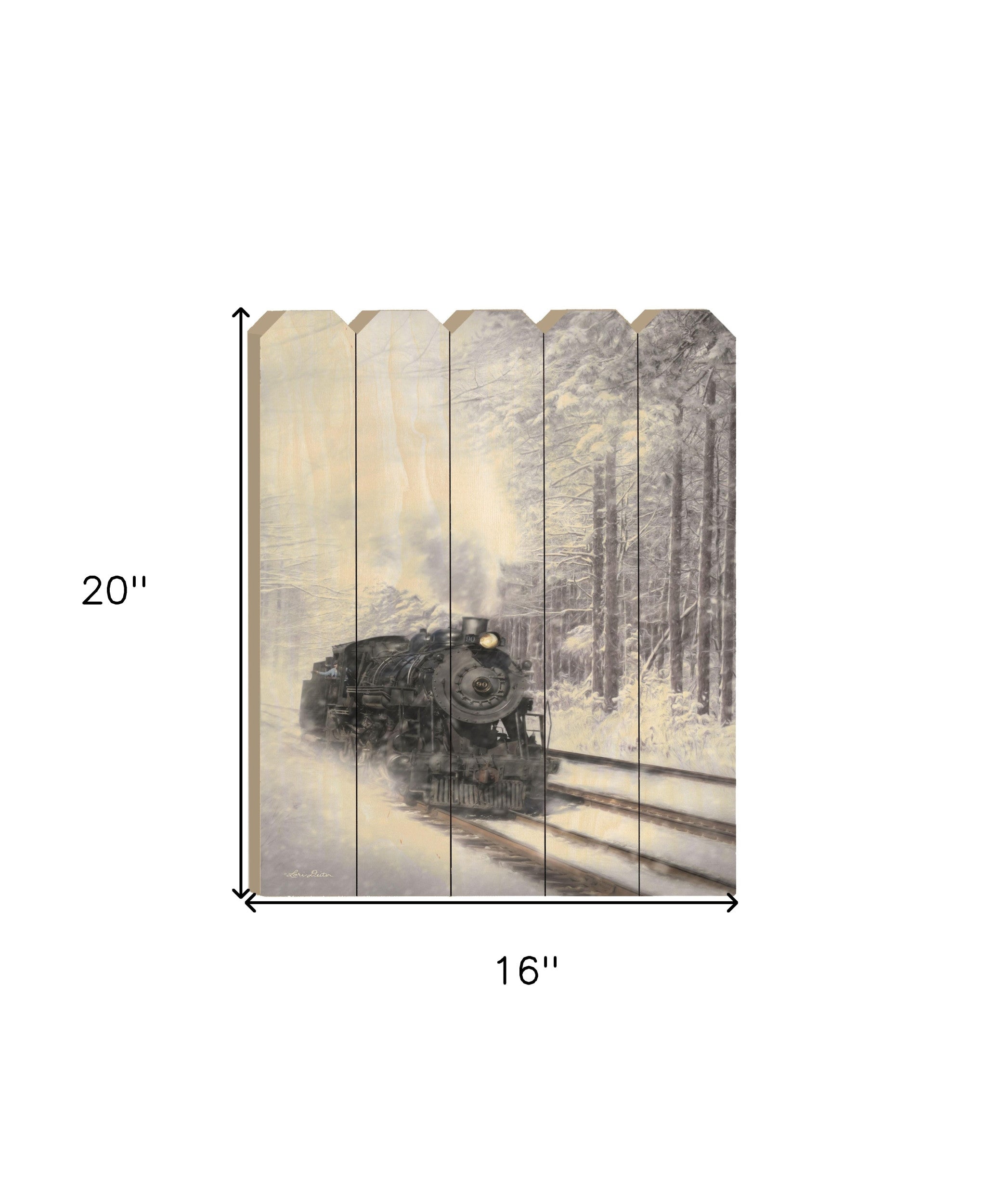 Snowy Locomotive Unframed Picket Fence Wall Art