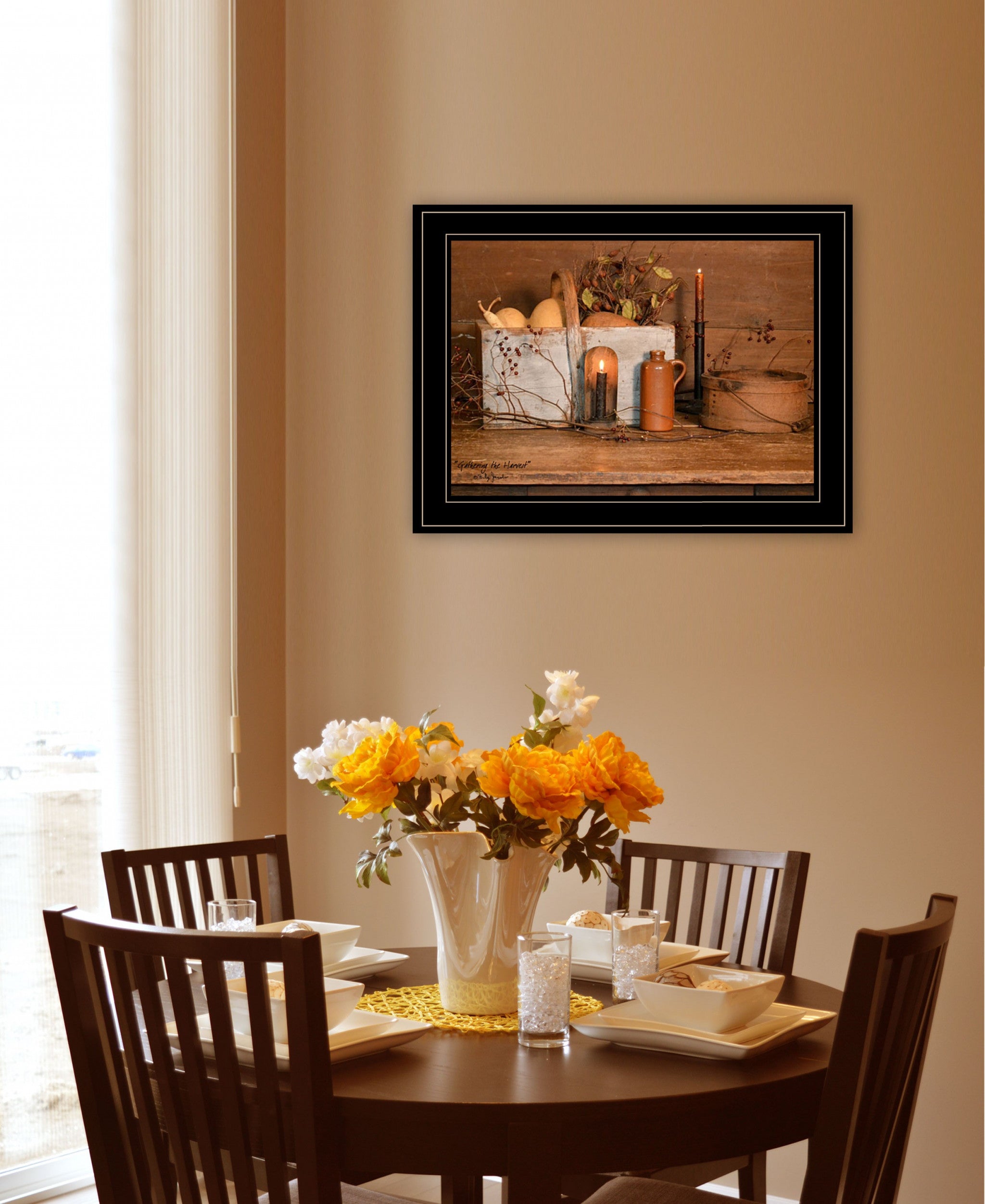 Gathering The Harvest 3 Black Framed Print Wall Art