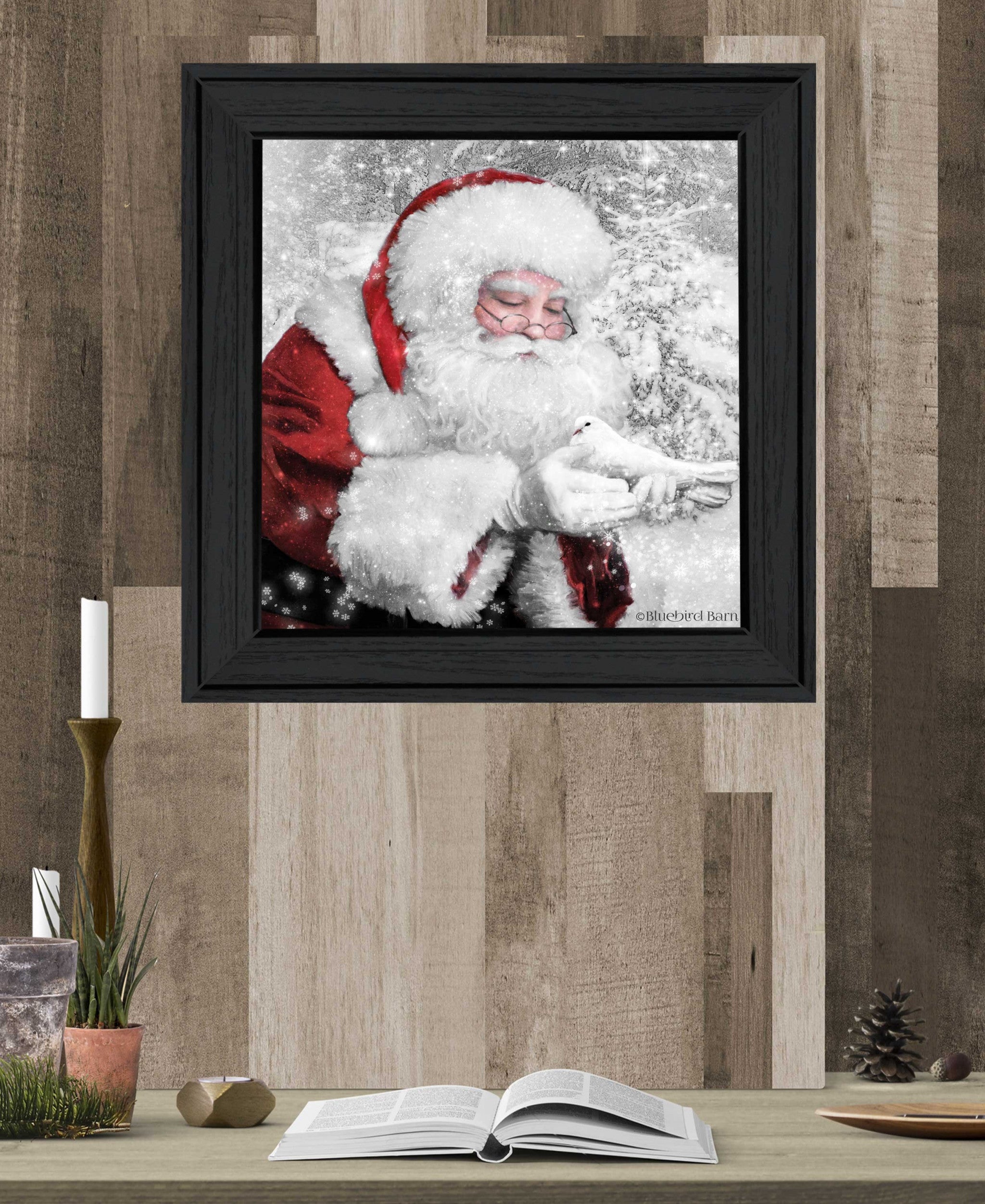 Santas Little Friends 4 Black Framed Print Wall Art