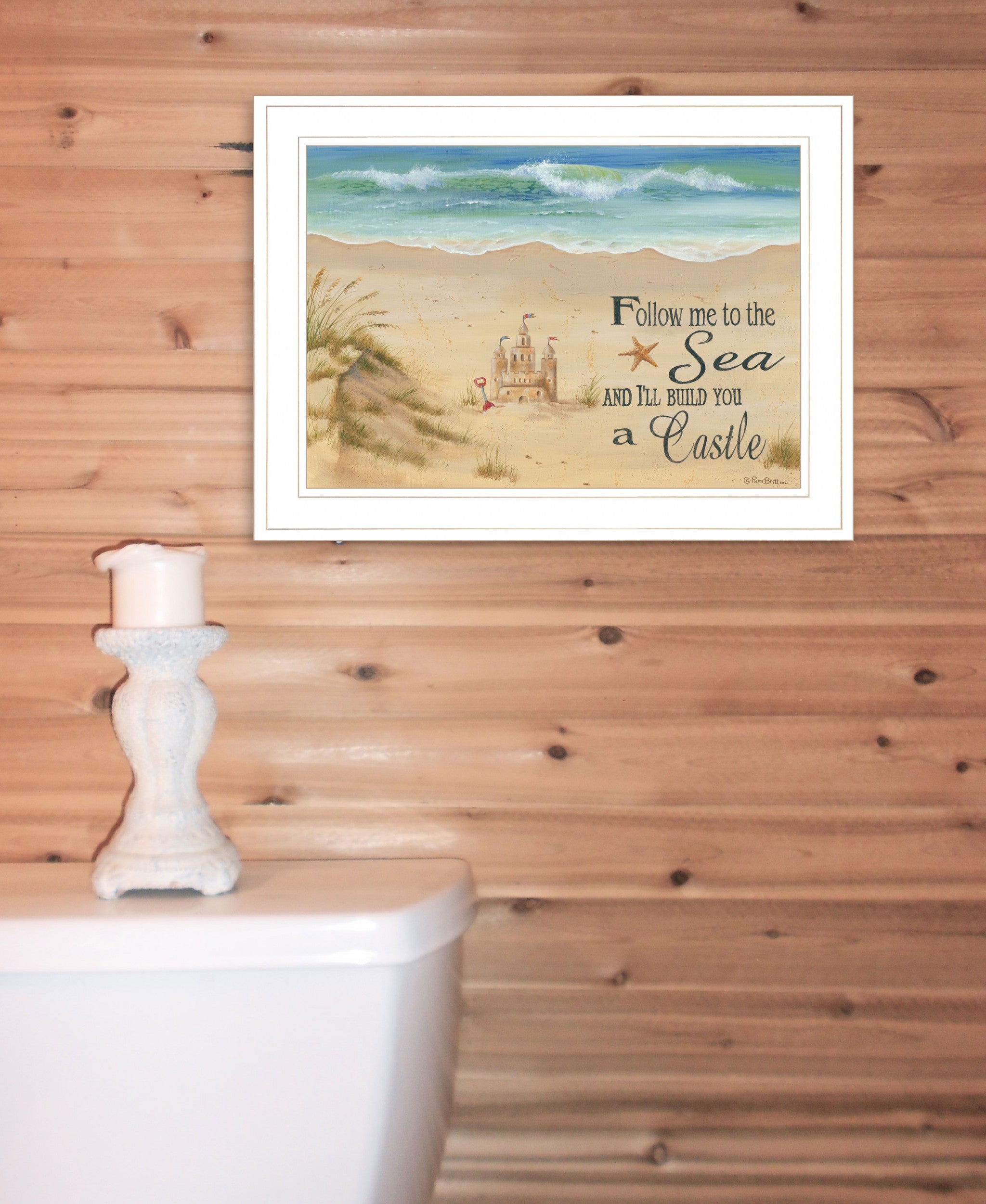 Sand Castle 2 White Framed Print Wall Art