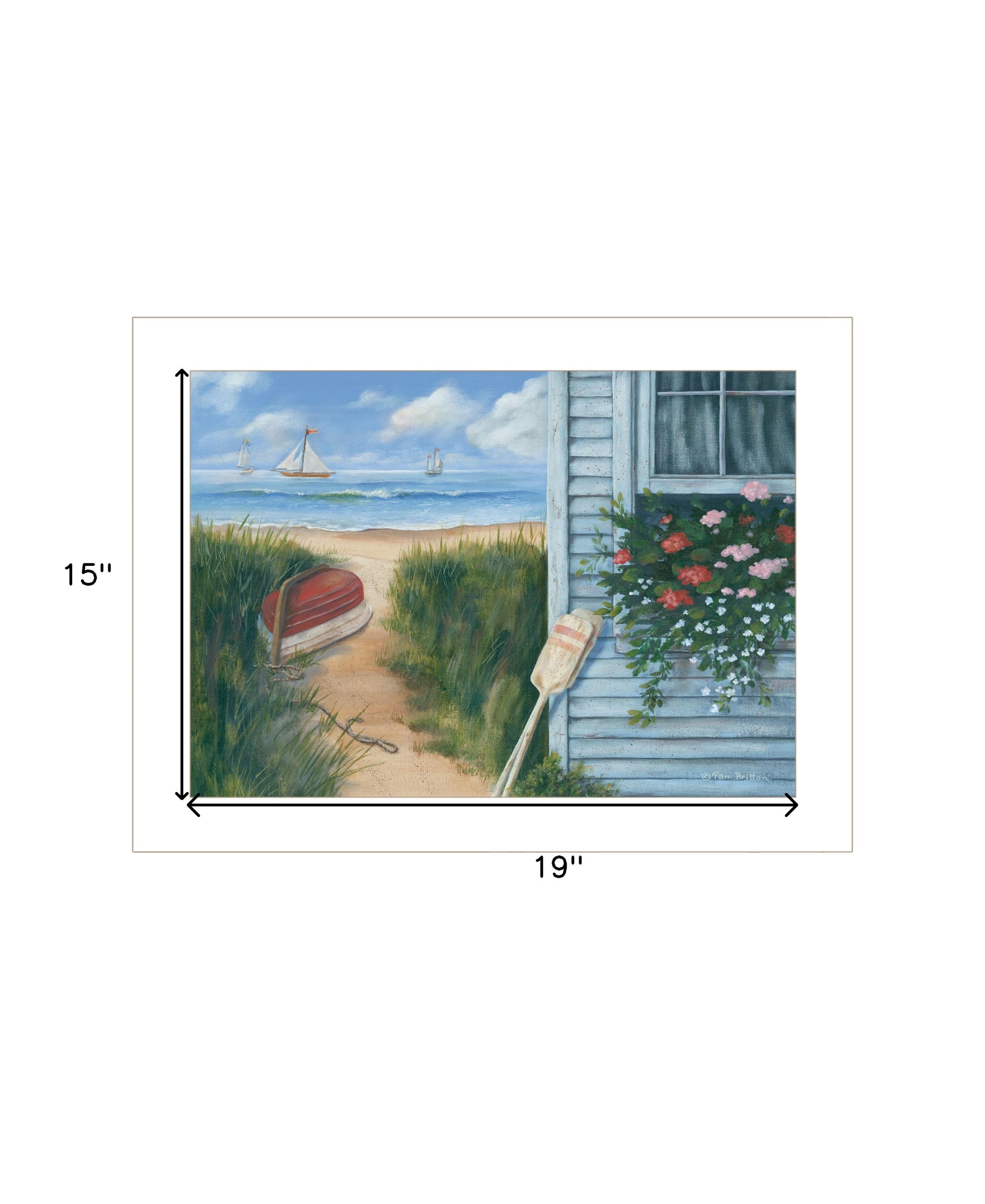 Beach Cottage 1 White Framed Print Wall Art