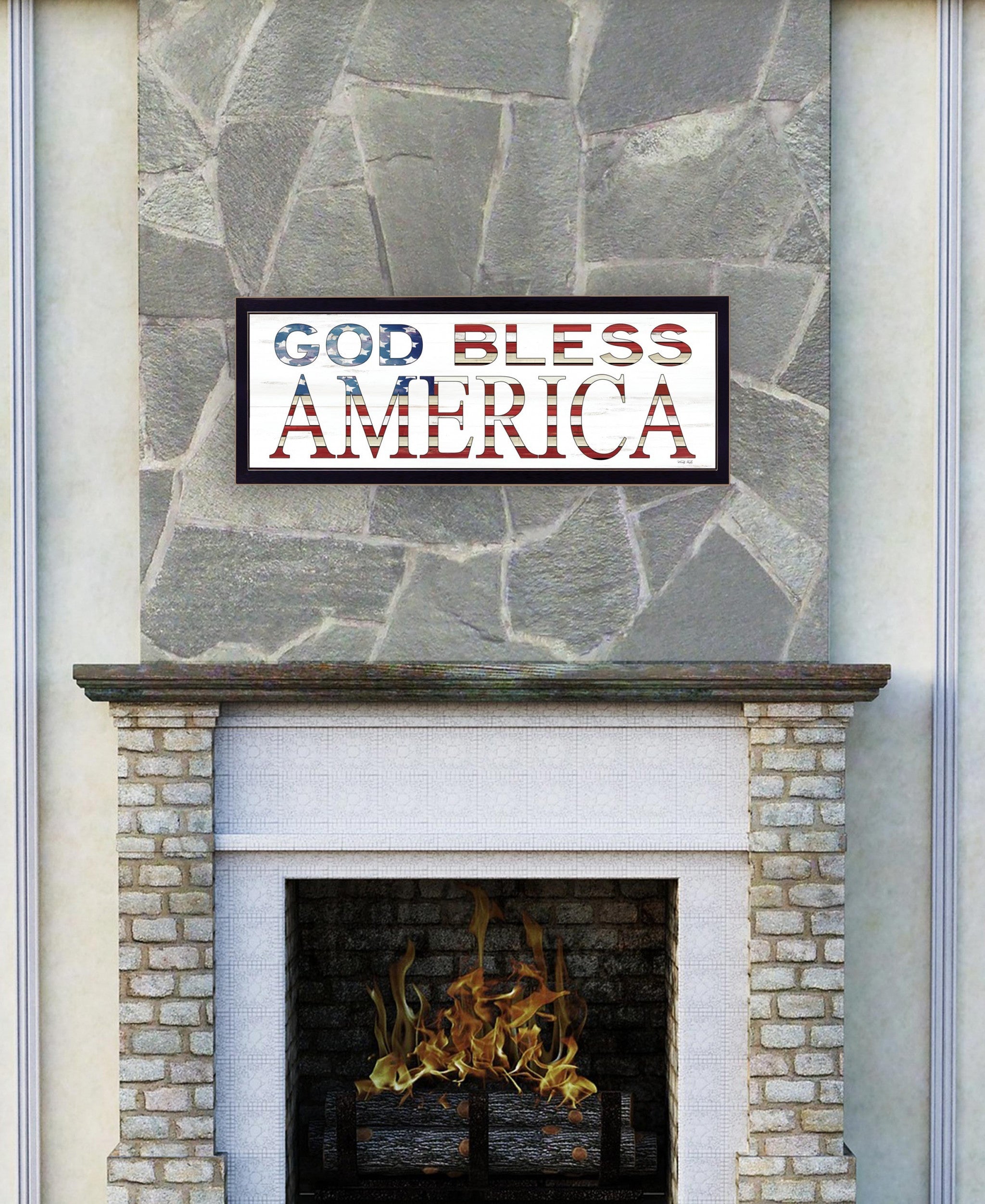 God Bless America 7 Black Framed Print Wall Art