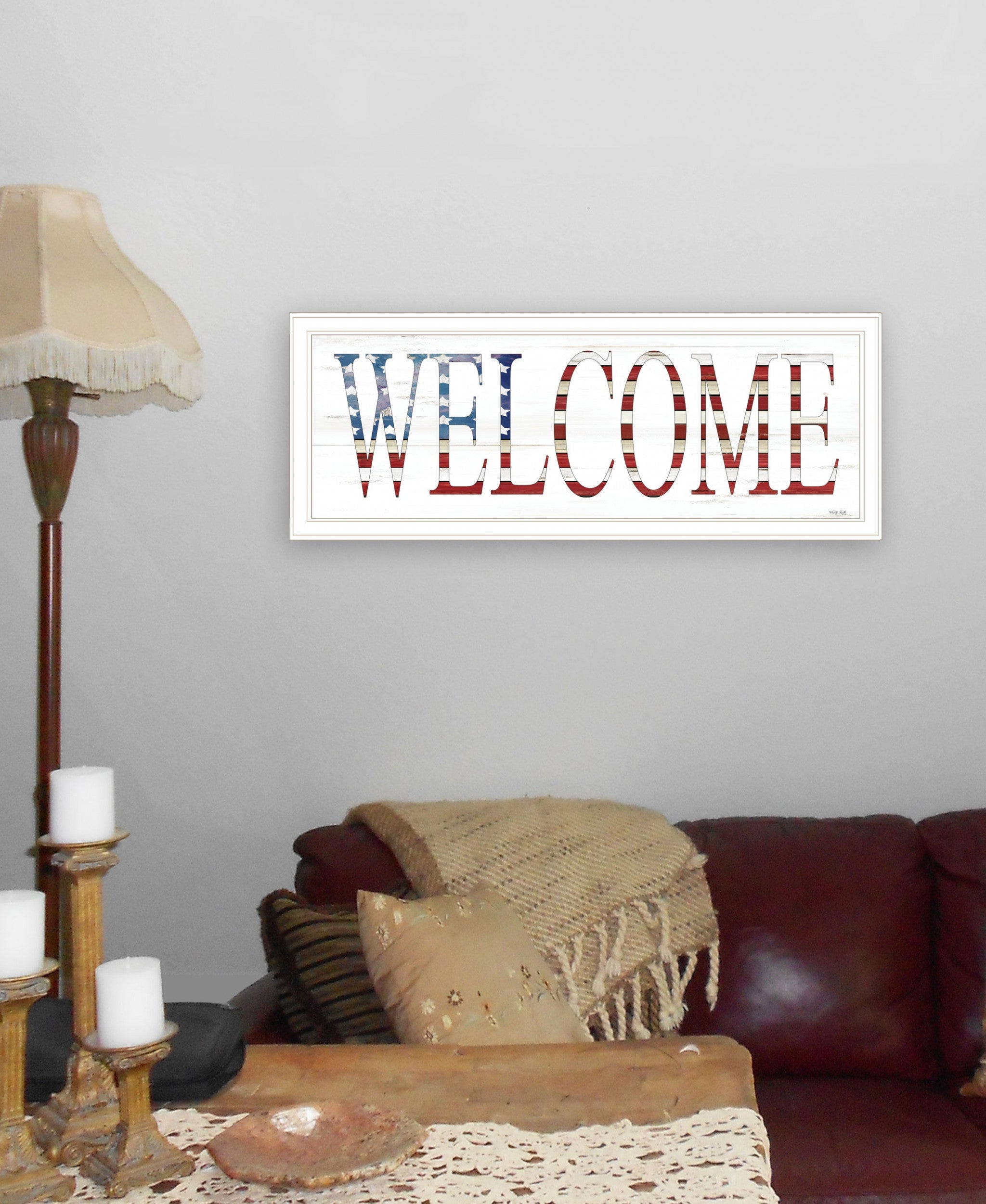 Patriotic Welcome 1 White Framed Print Wall Art