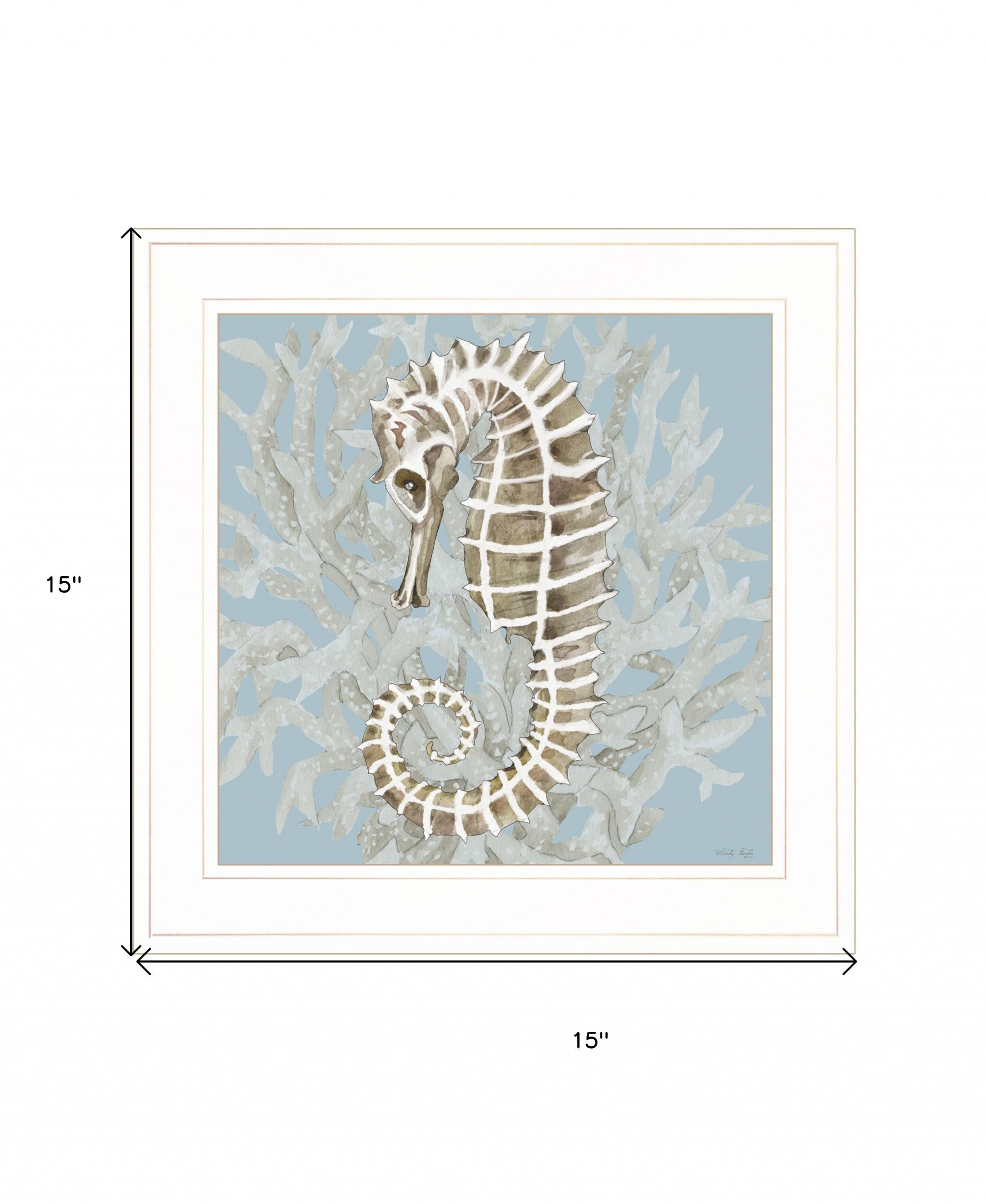 Coral Seahorse II 2 White Framed Print Wall Art