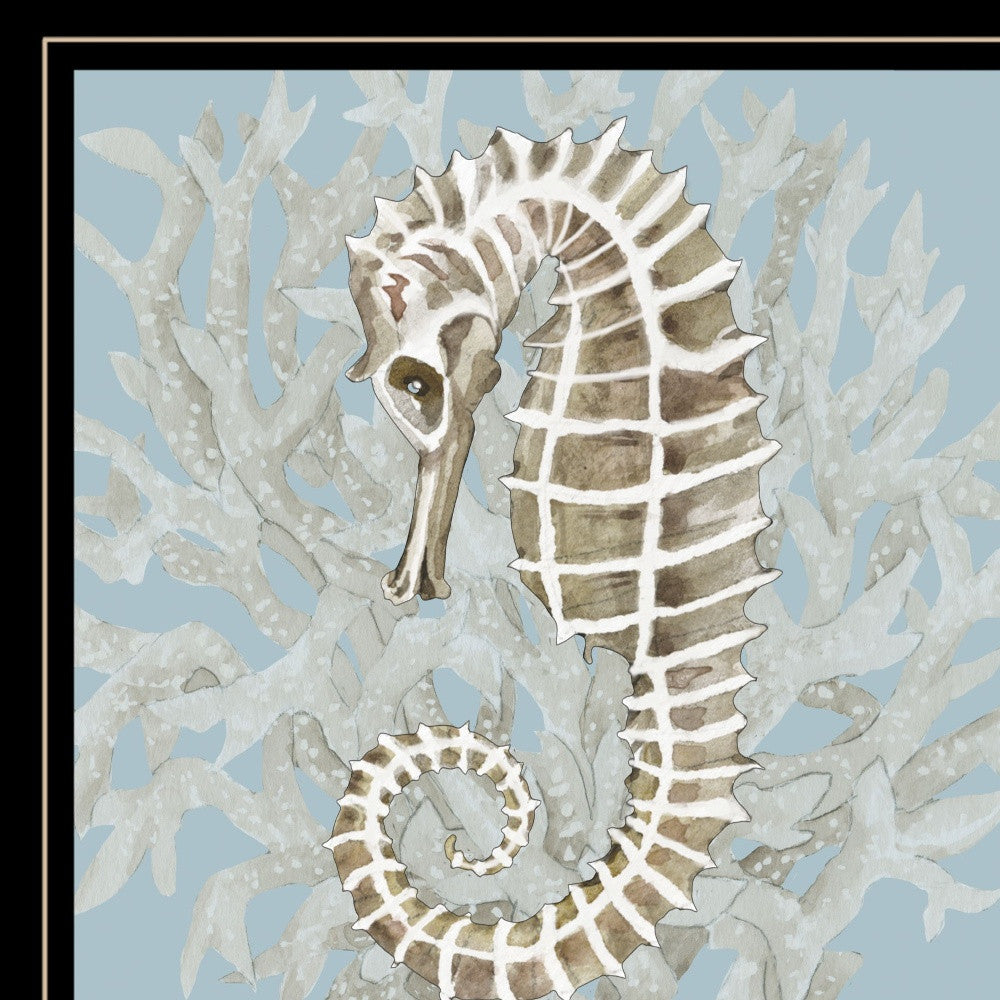 Coral Seahorse II 3 Black Framed Print Wall Art