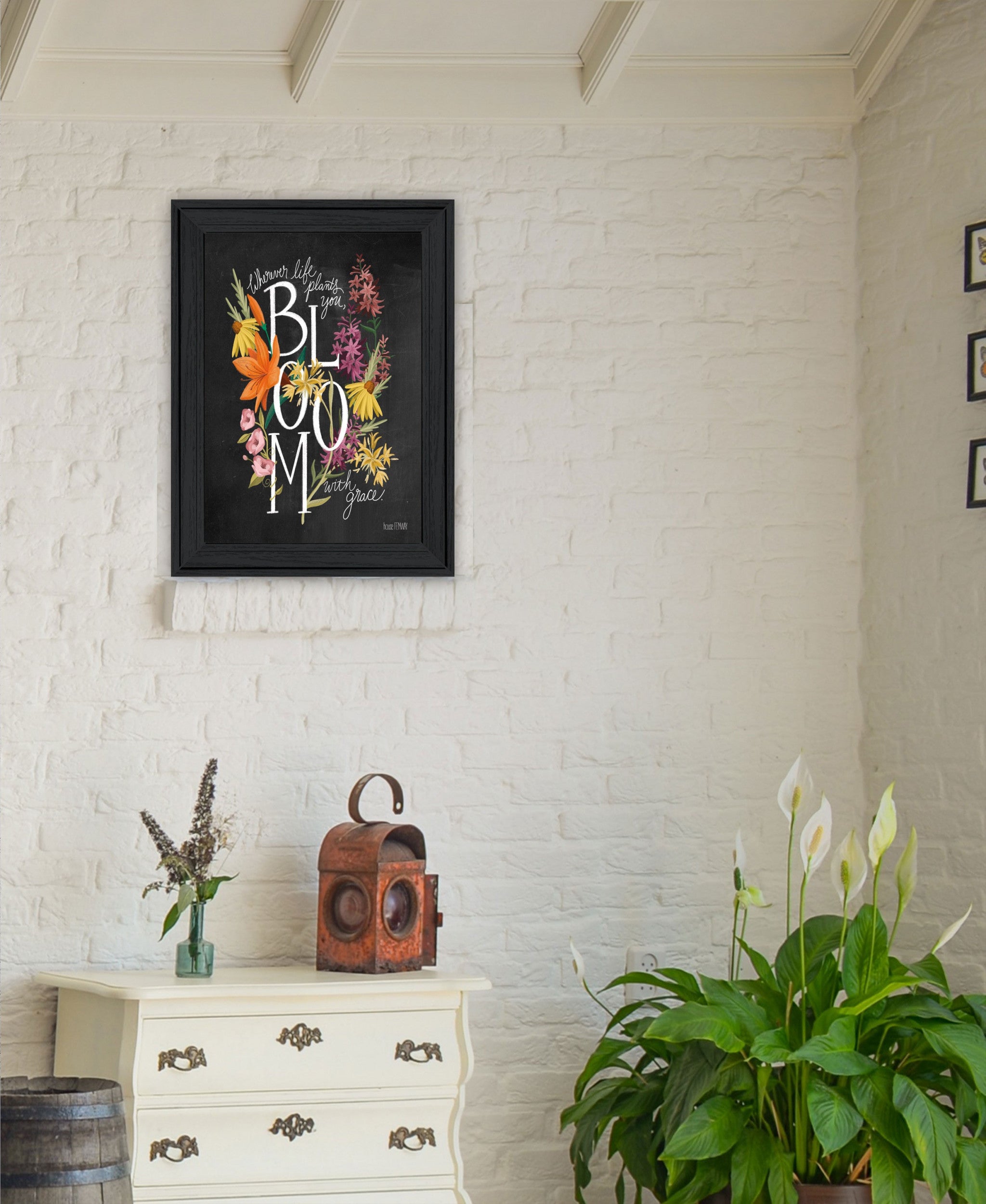 Bloom With Grace 3 Black Framed Print Wall Art