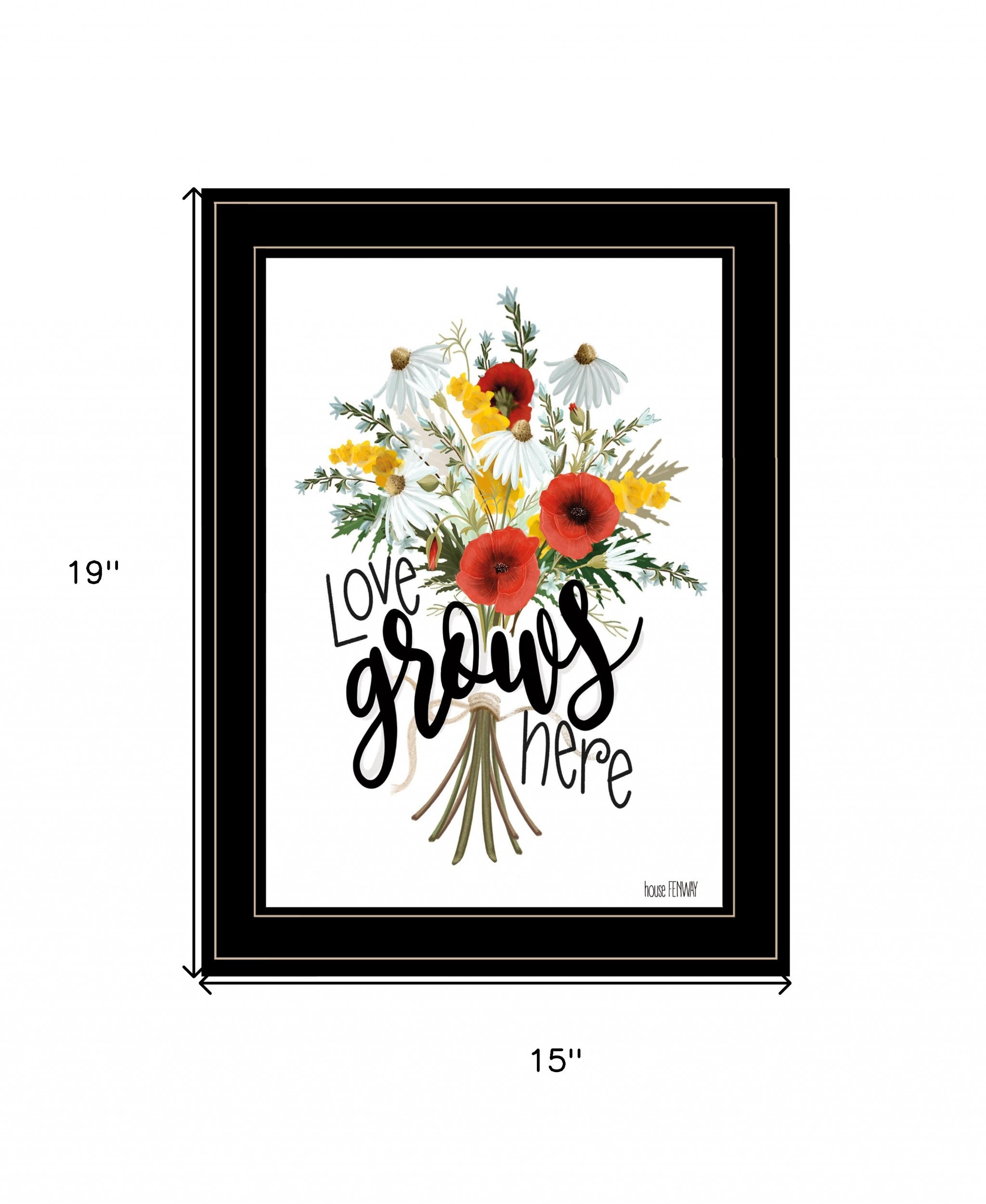 Love Grows Here 5 Black Framed Print Wall Art