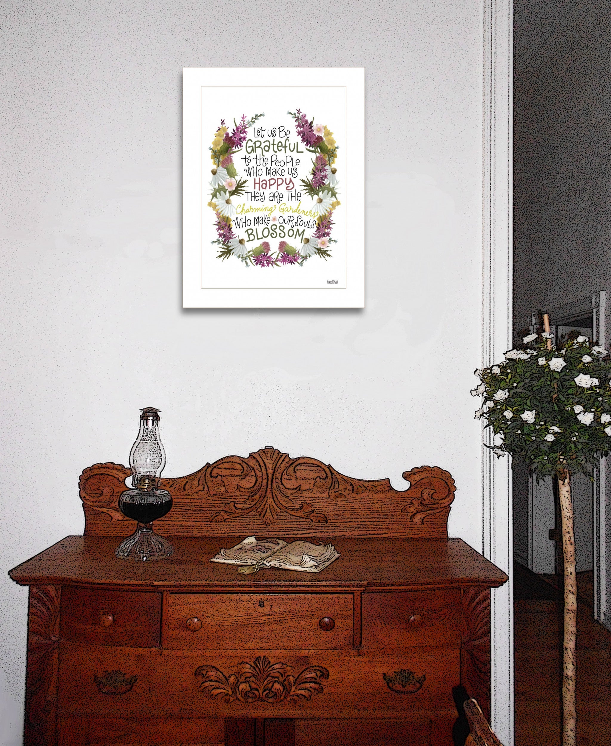 Charming Garden 2 White Framed Print Wall Art