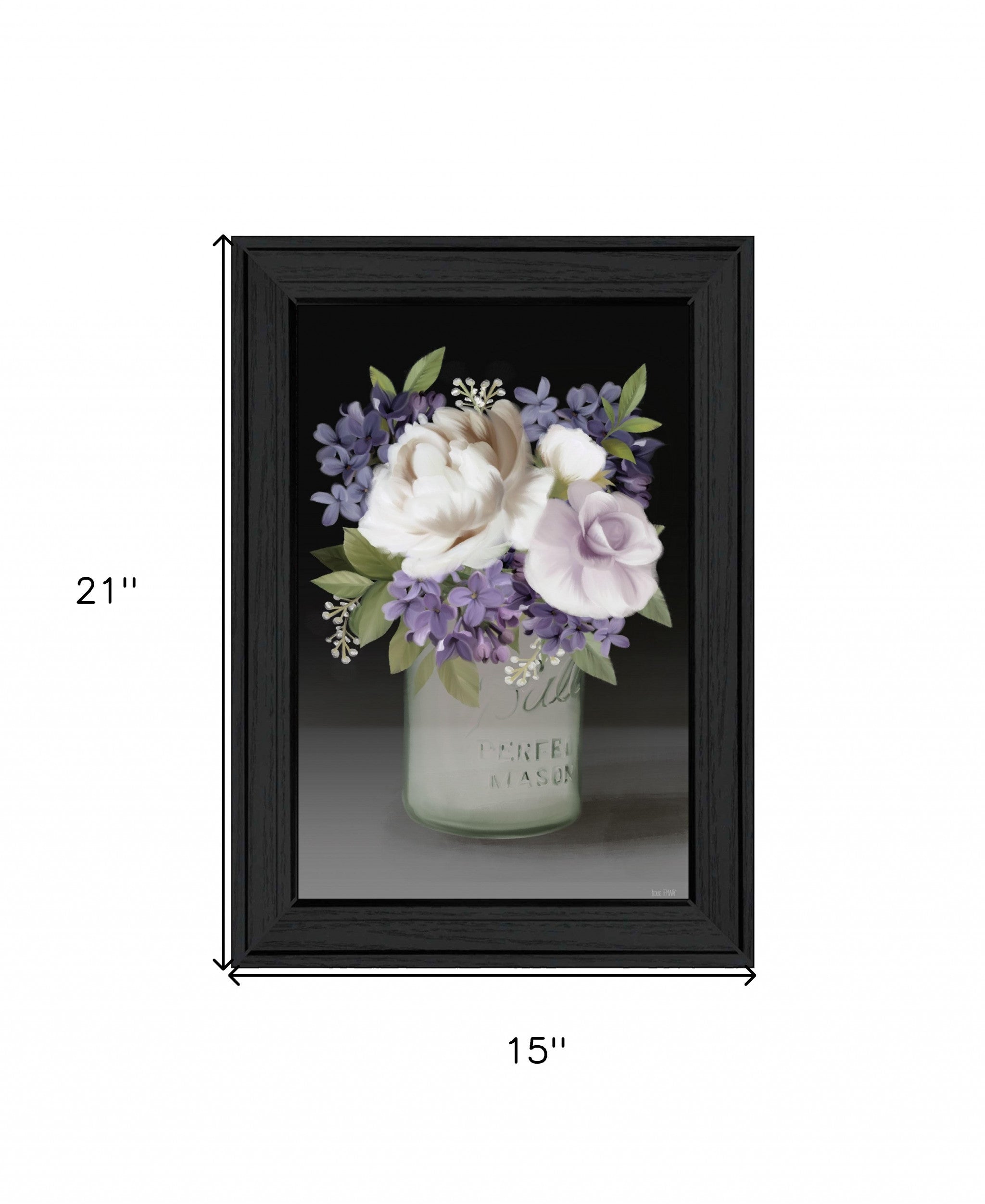 Lilac Mason Jar Floral 3 Black Framed Print Wall Art