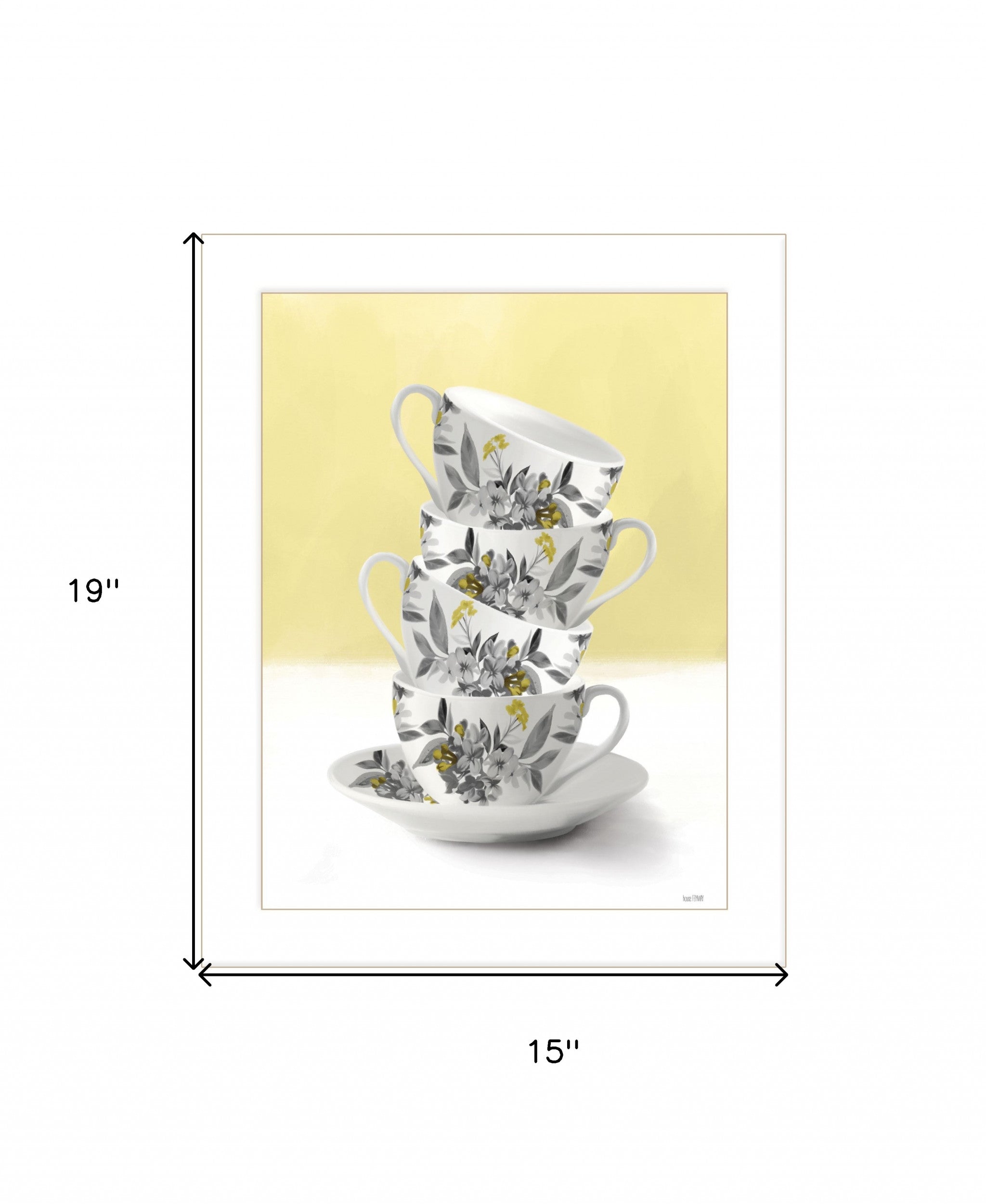 Time For Tea Yellow 1 White Framed Print Wall Art