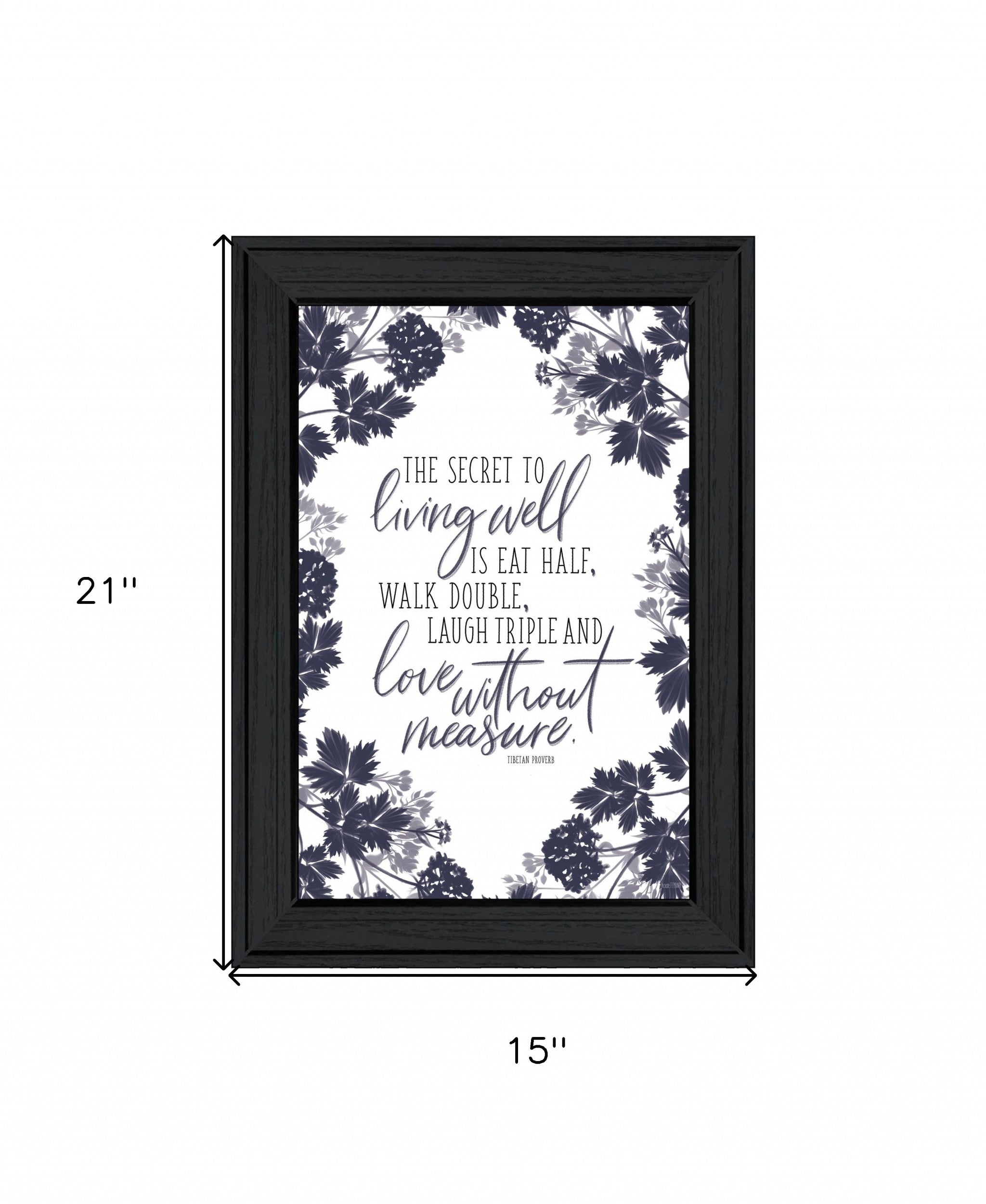 The Secret To Living Well 2 Black Framed Print Wall Art