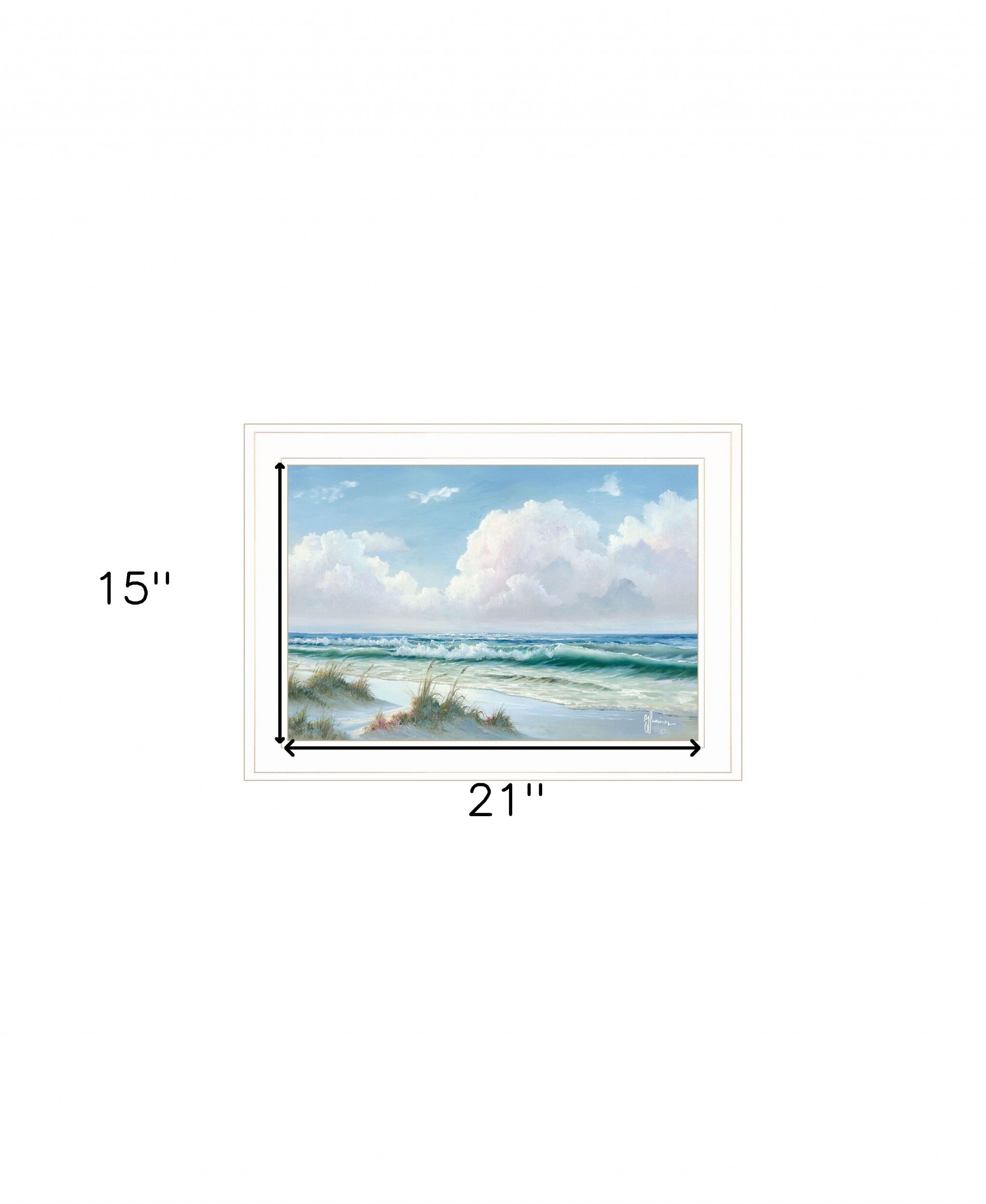 Beach 7 White Framed Print Wall Art