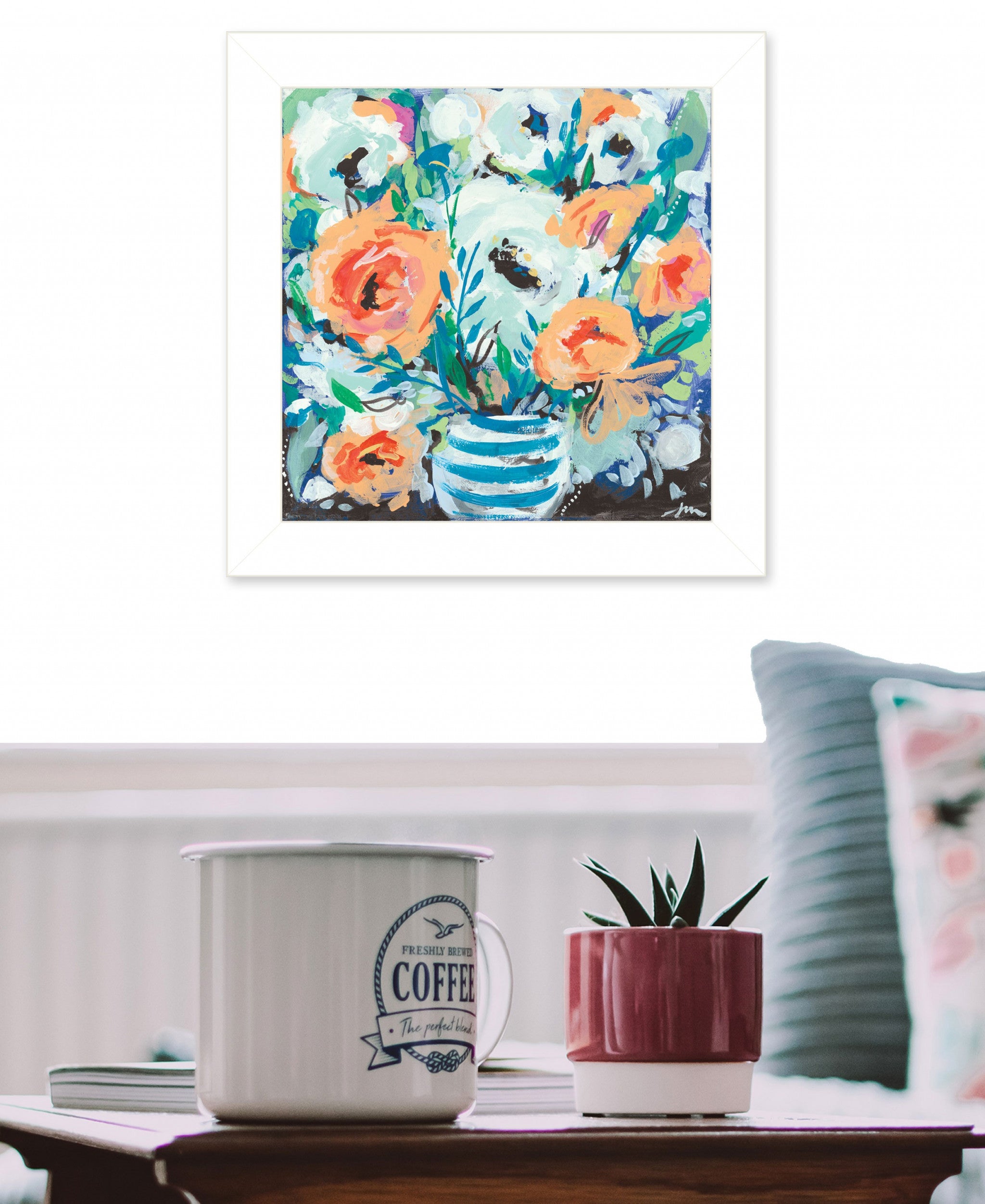 Fancy Florals II 1 White Framed Print Wall Art