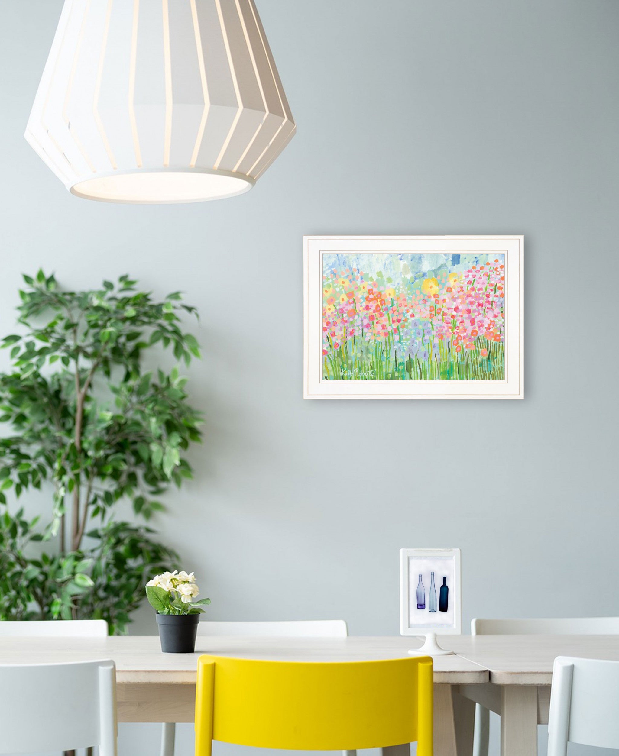 Colorful Abstract Field of Flowers White Framed Print Wall Art