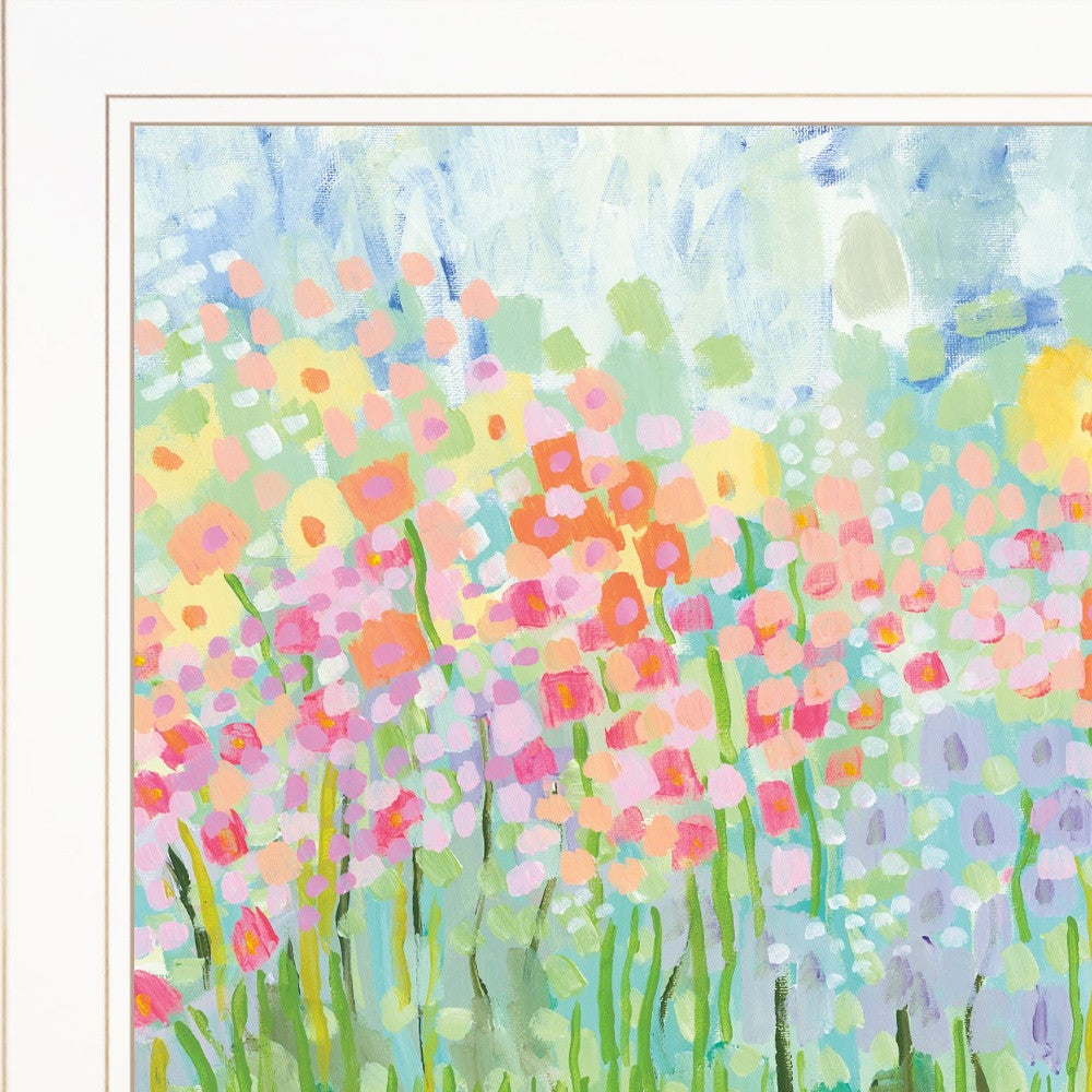 Colorful Abstract Field of Flowers White Framed Print Wall Art