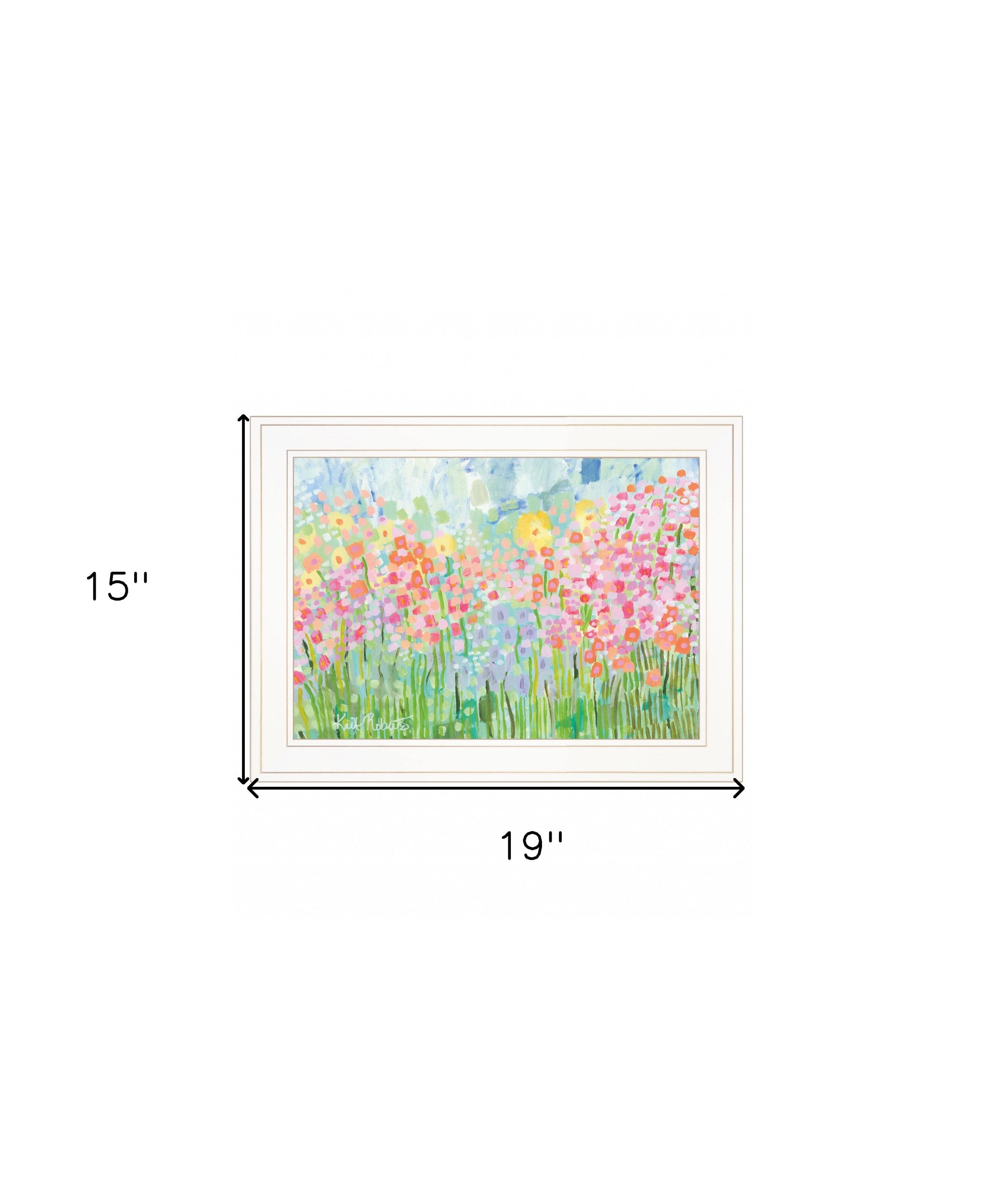 Colorful Abstract Field of Flowers White Framed Print Wall Art