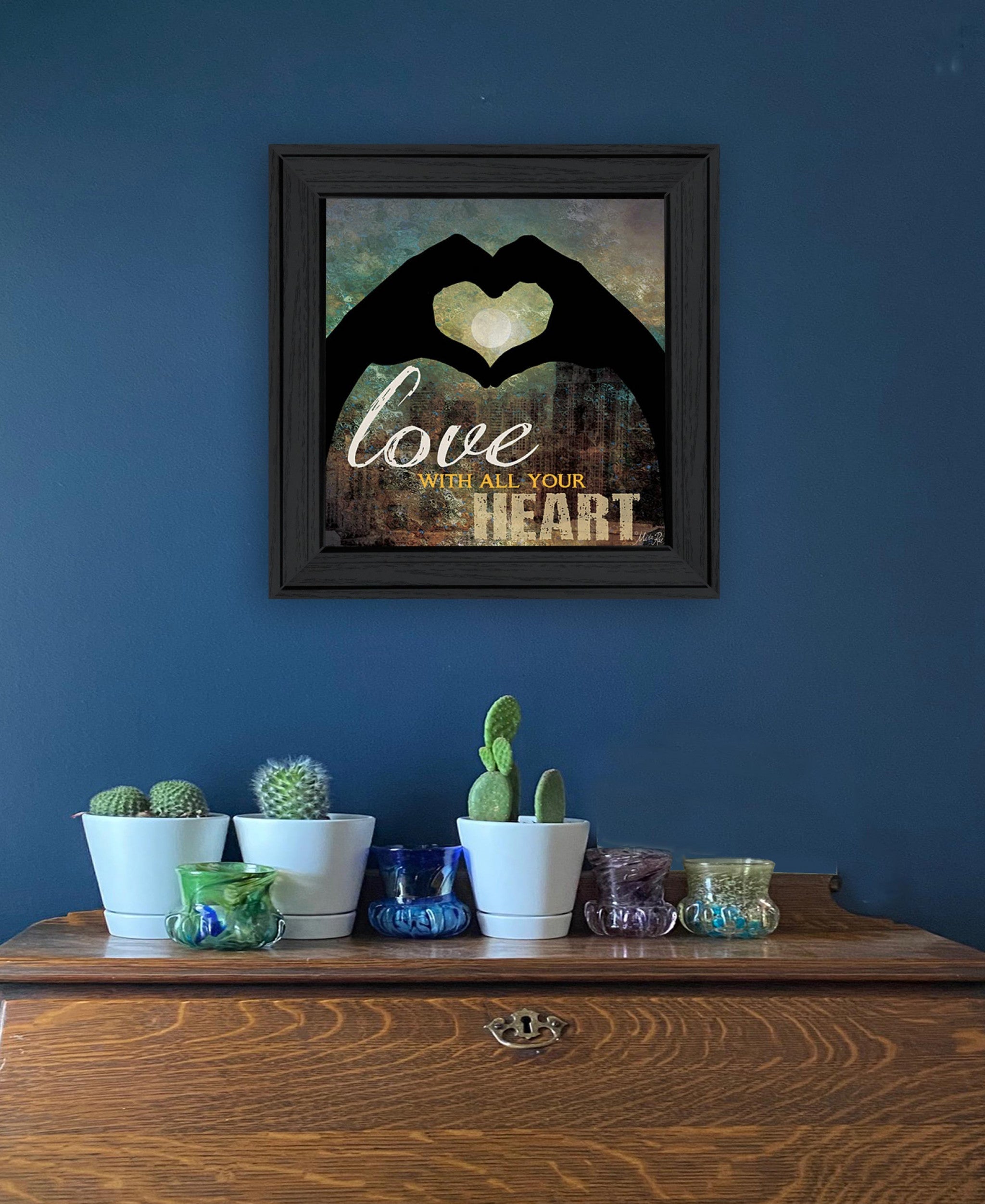 Love With All Your Heart 4 Black Framed Print Wall Art