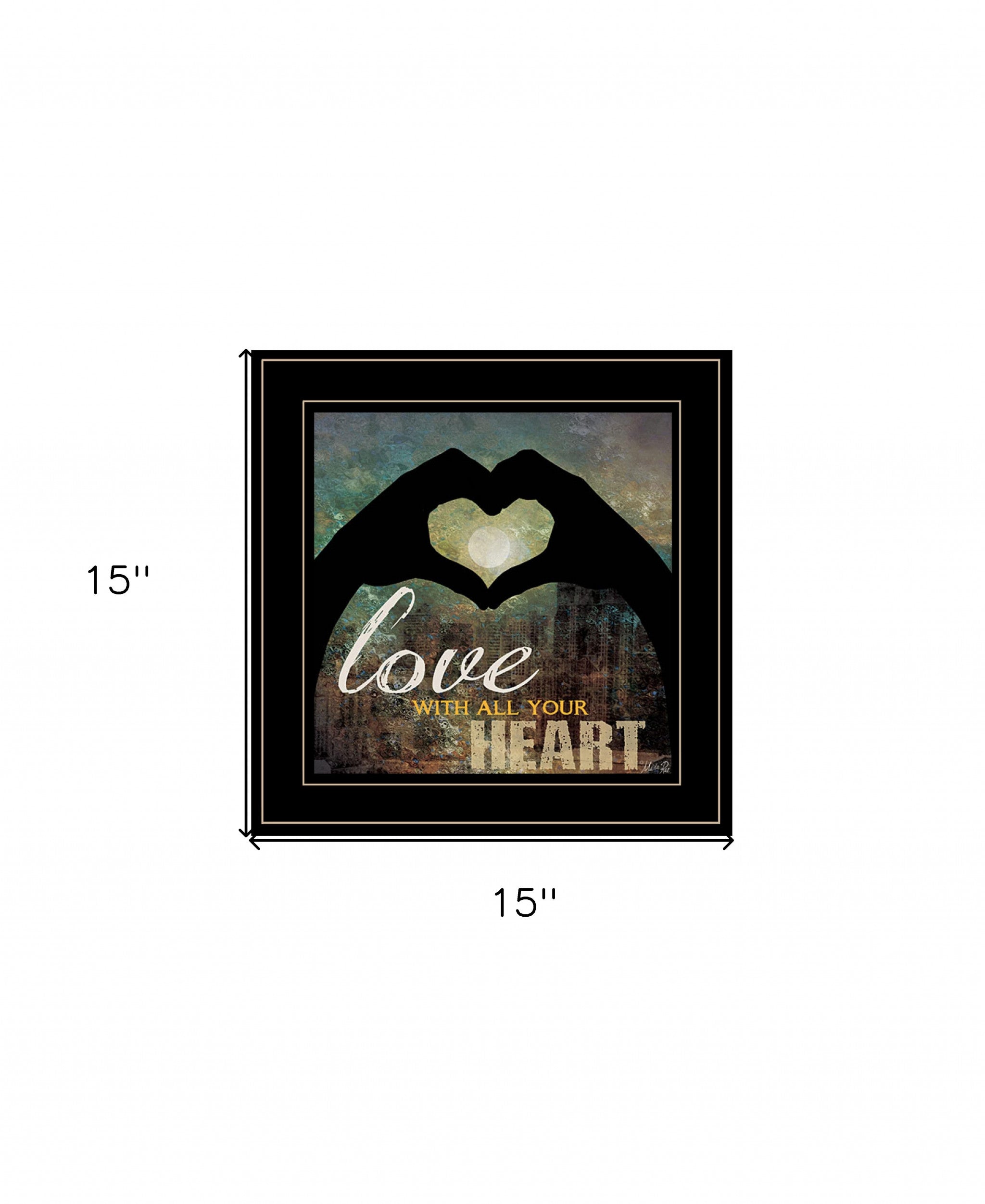 Love With All Your Heart 5 Black Framed Print Wall Art