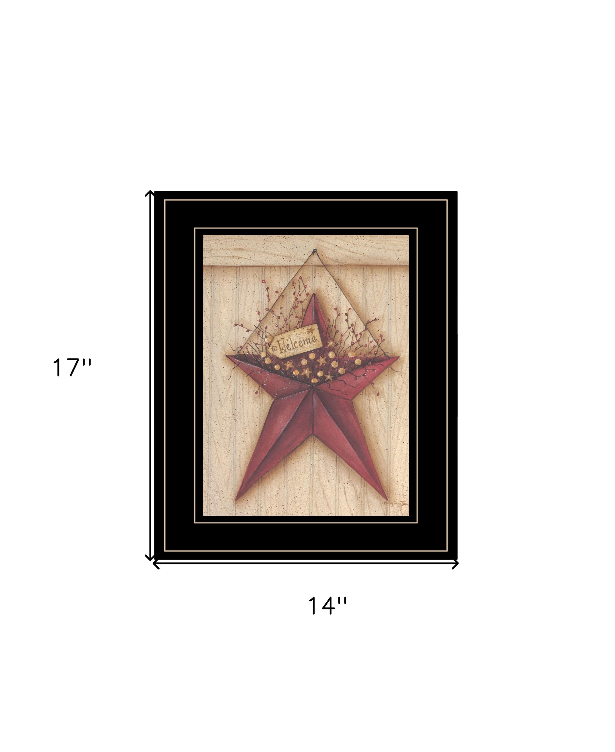 Welcome Barn Star 3 Black Framed Print Wall Art