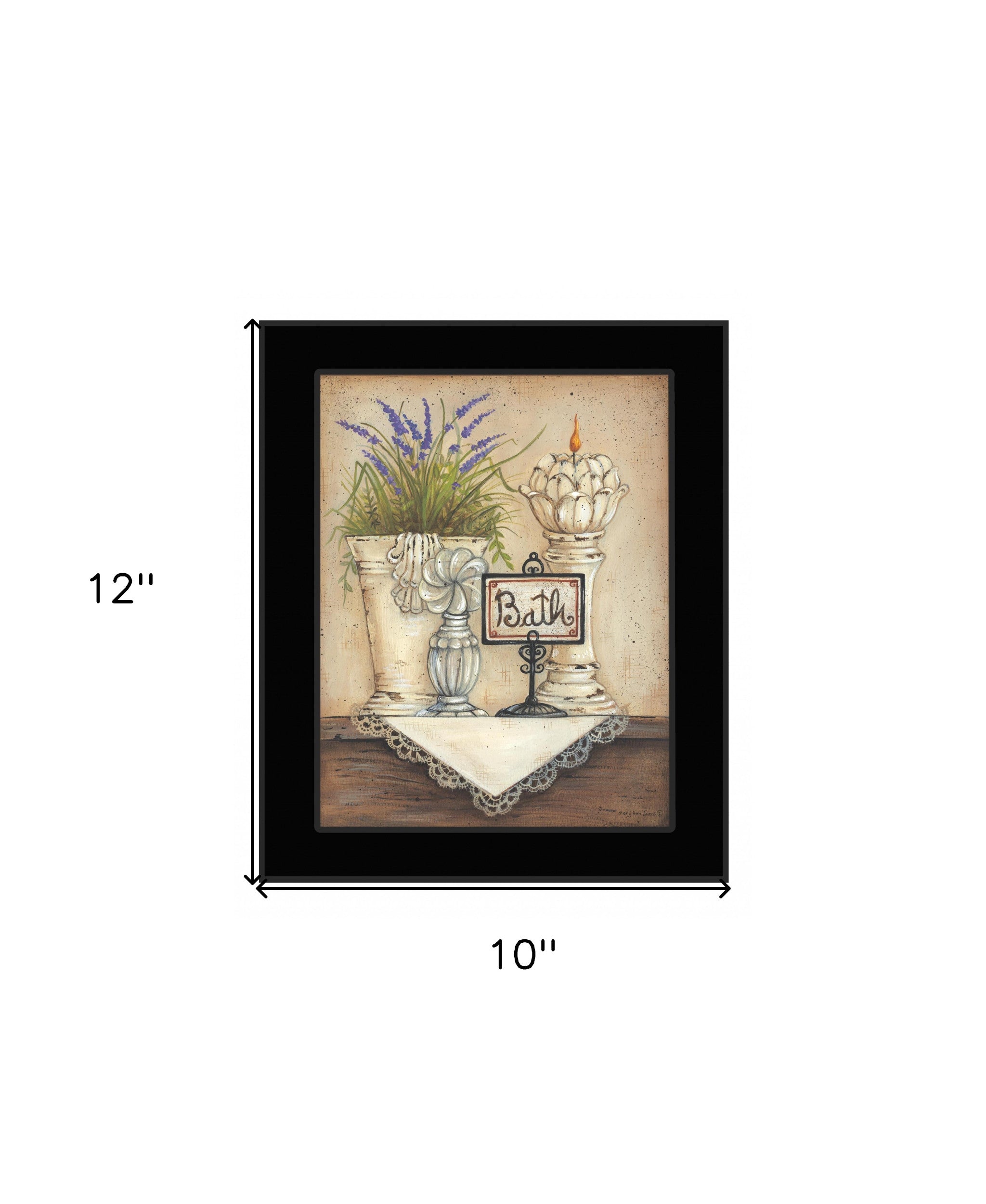 Bath 3 Floral and Lace Black Framed Print Bathroom Wall Art