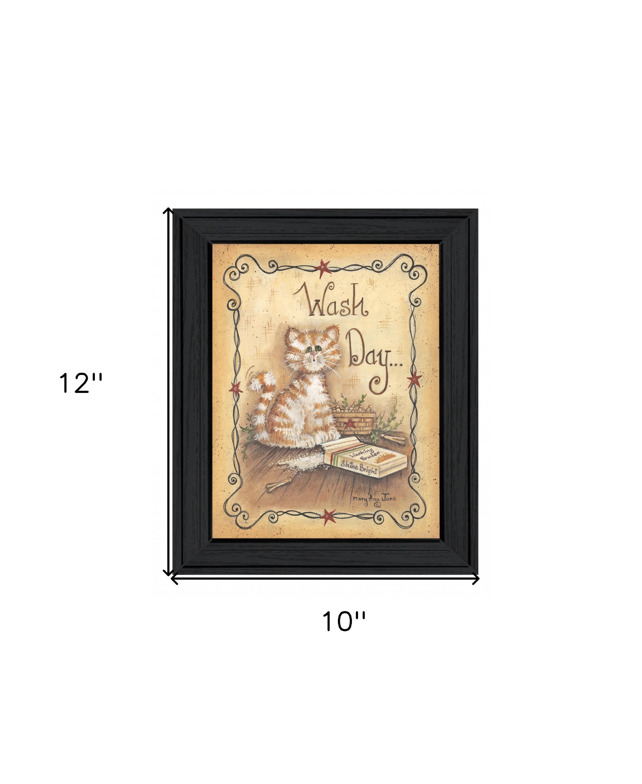 Wash Day Kitty Cat 2 Black Framed Print Wall Art