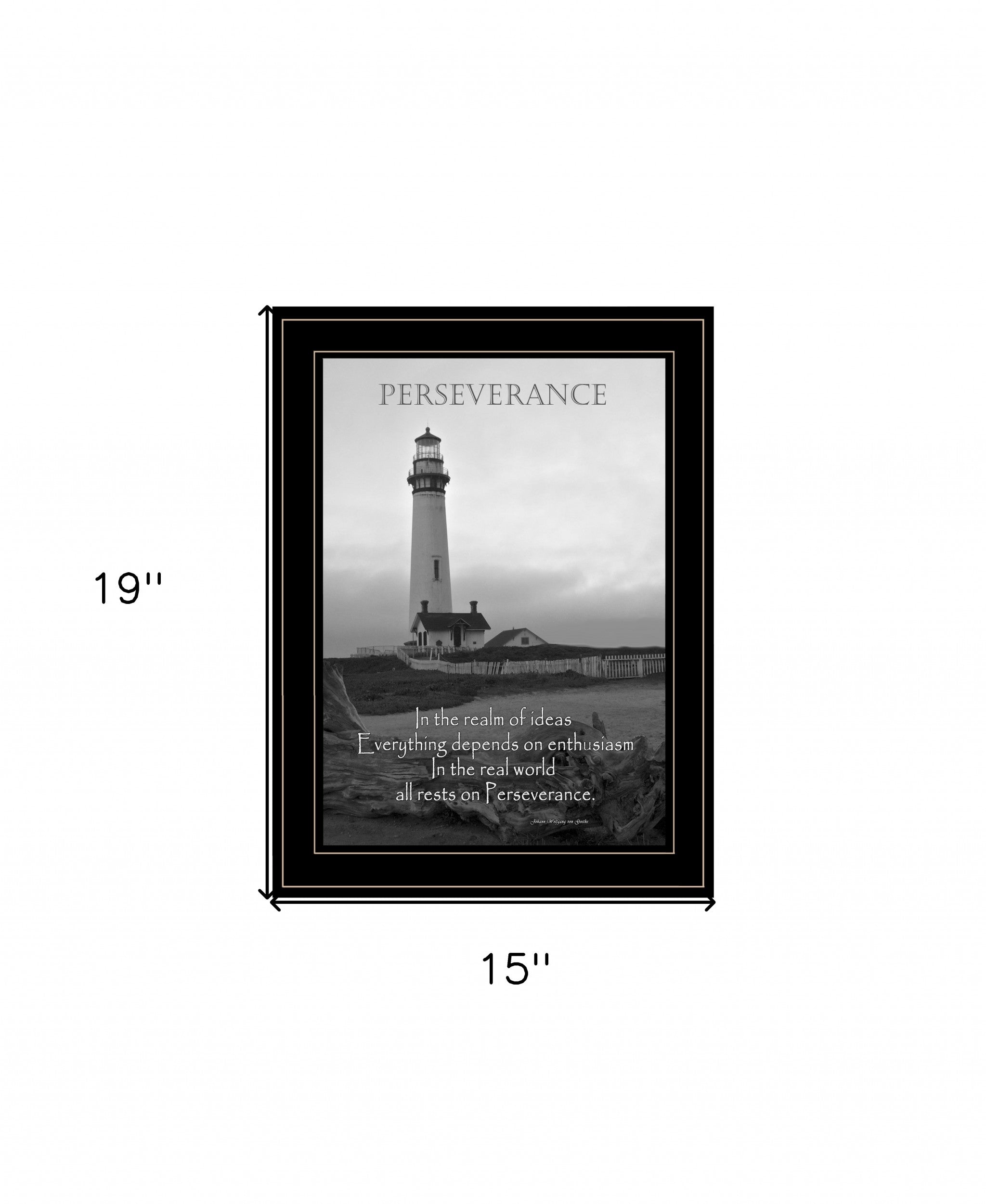 Perseverance Grayscale 2 Black Framed Print Wall Art