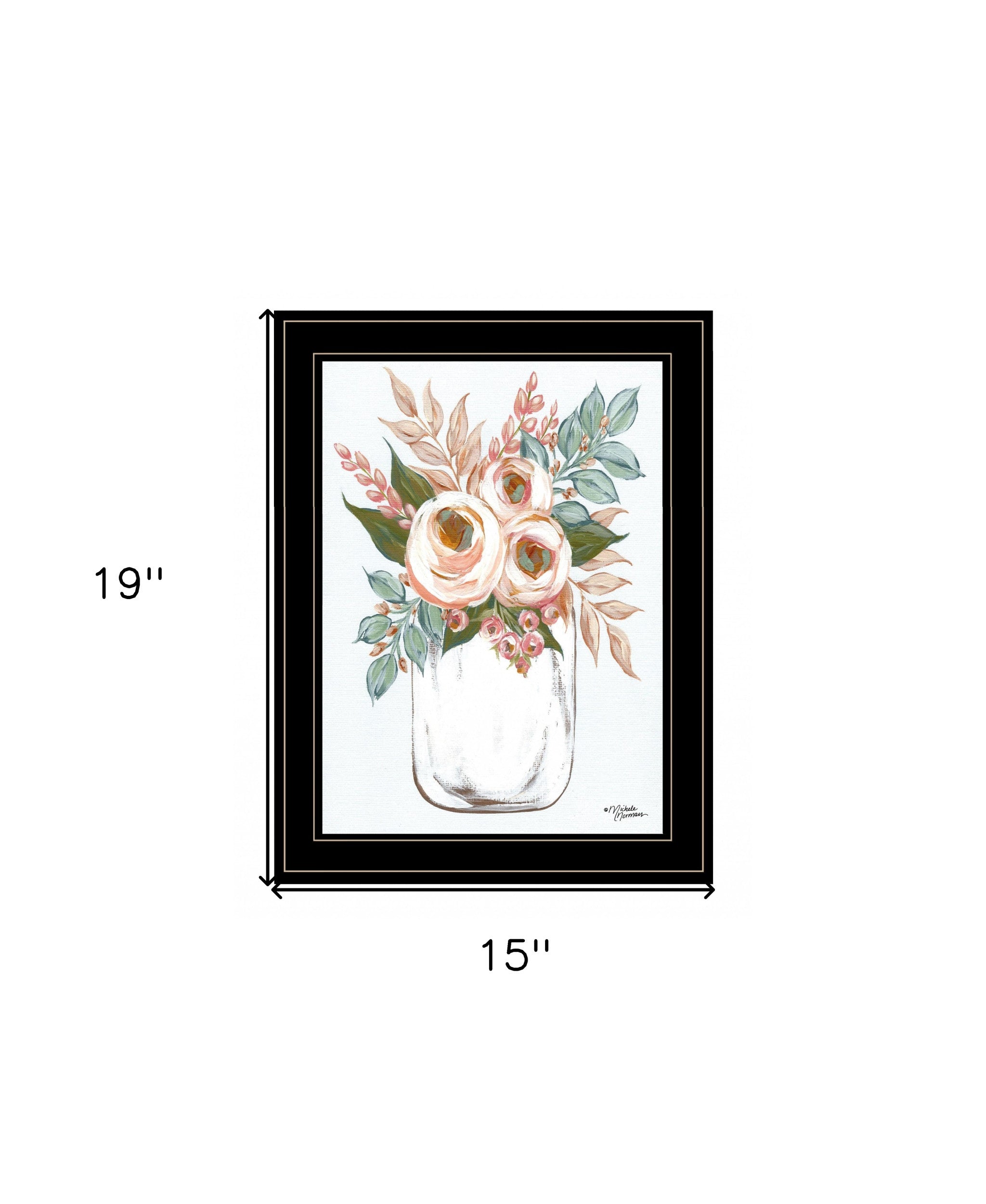 Floral Jar 2 Black Framed Print Wall Art