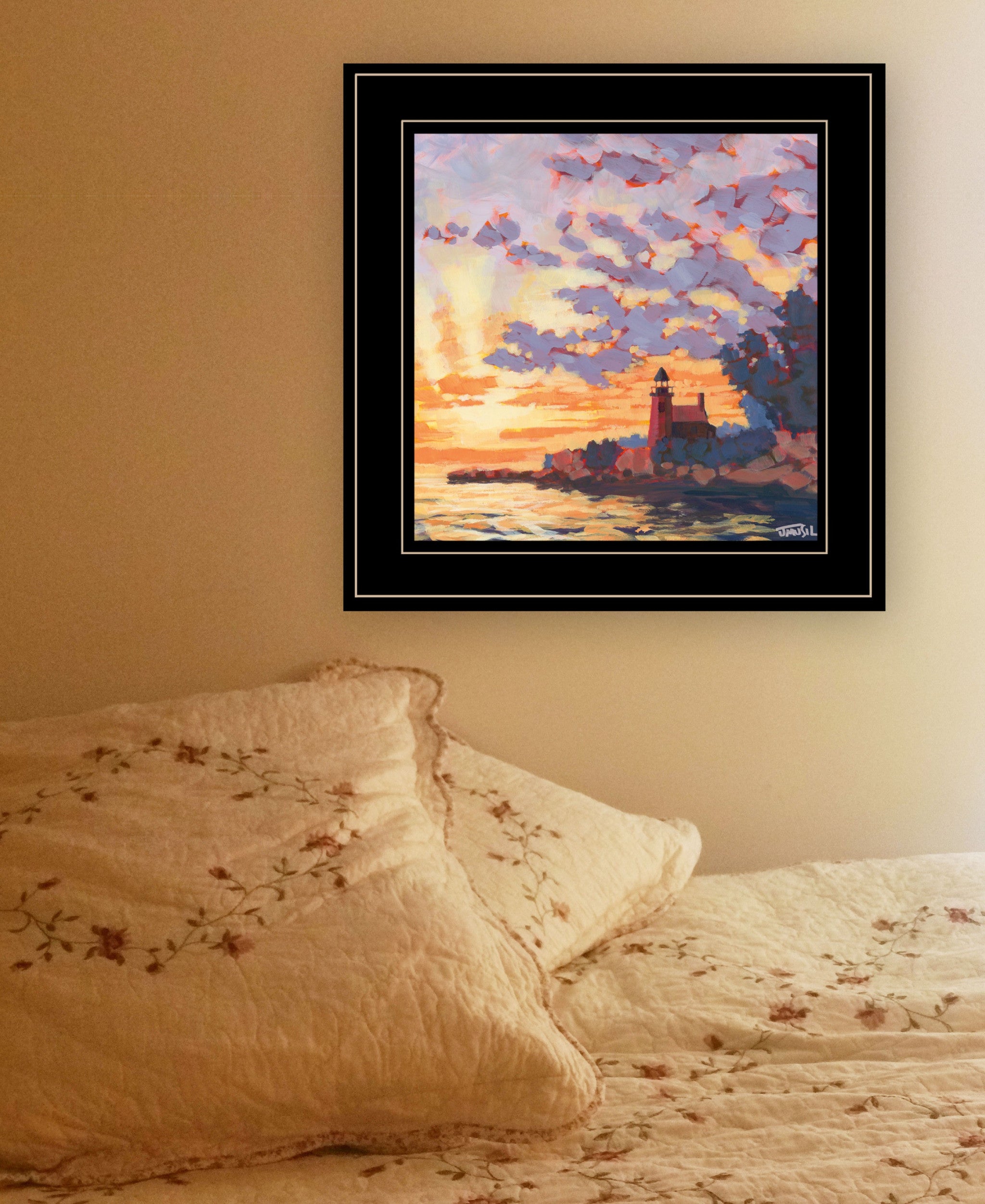 Light House 3 Black Framed Print Wall Art