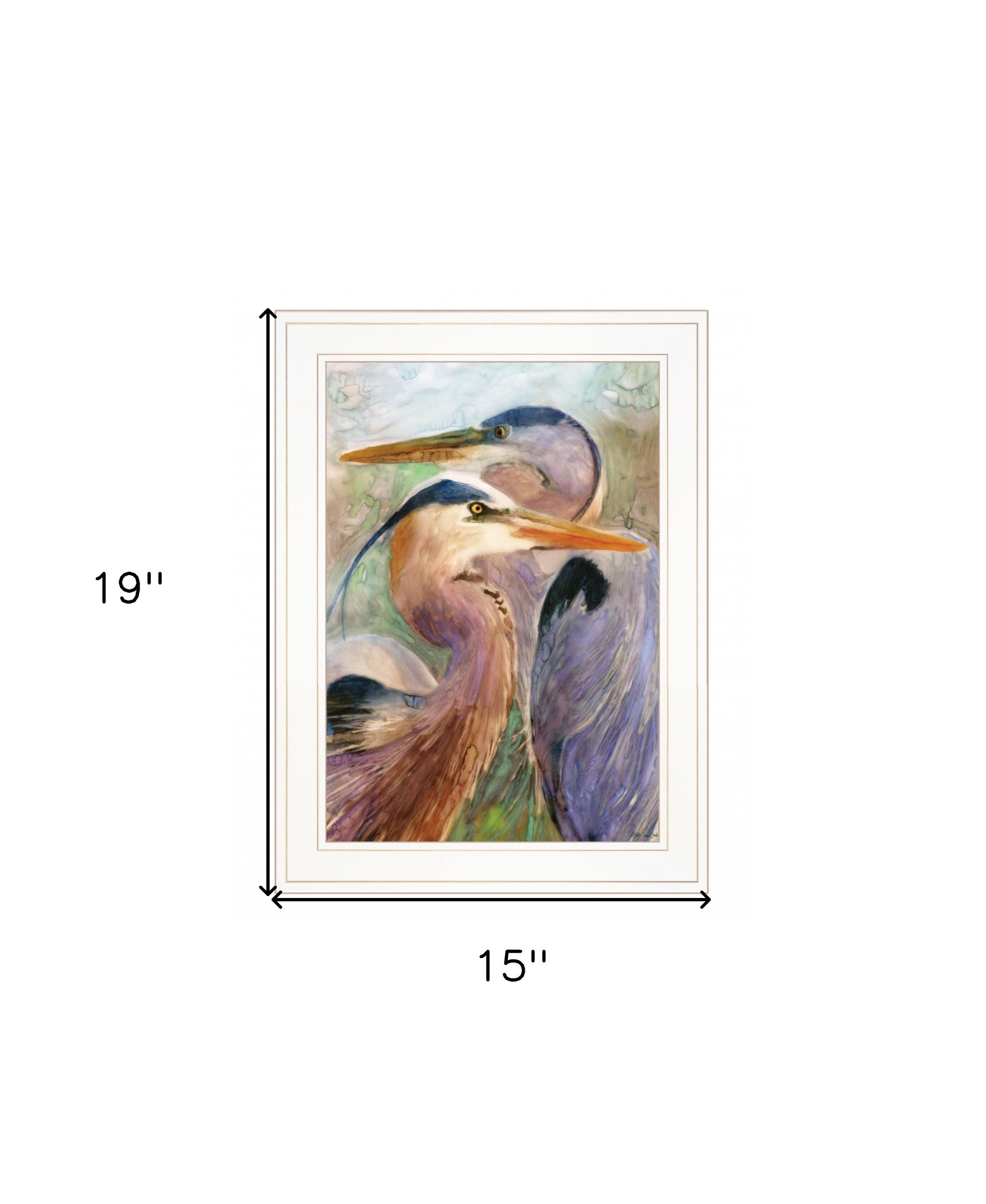 Blue Heron Duet 1 White Framed Print Wall Art