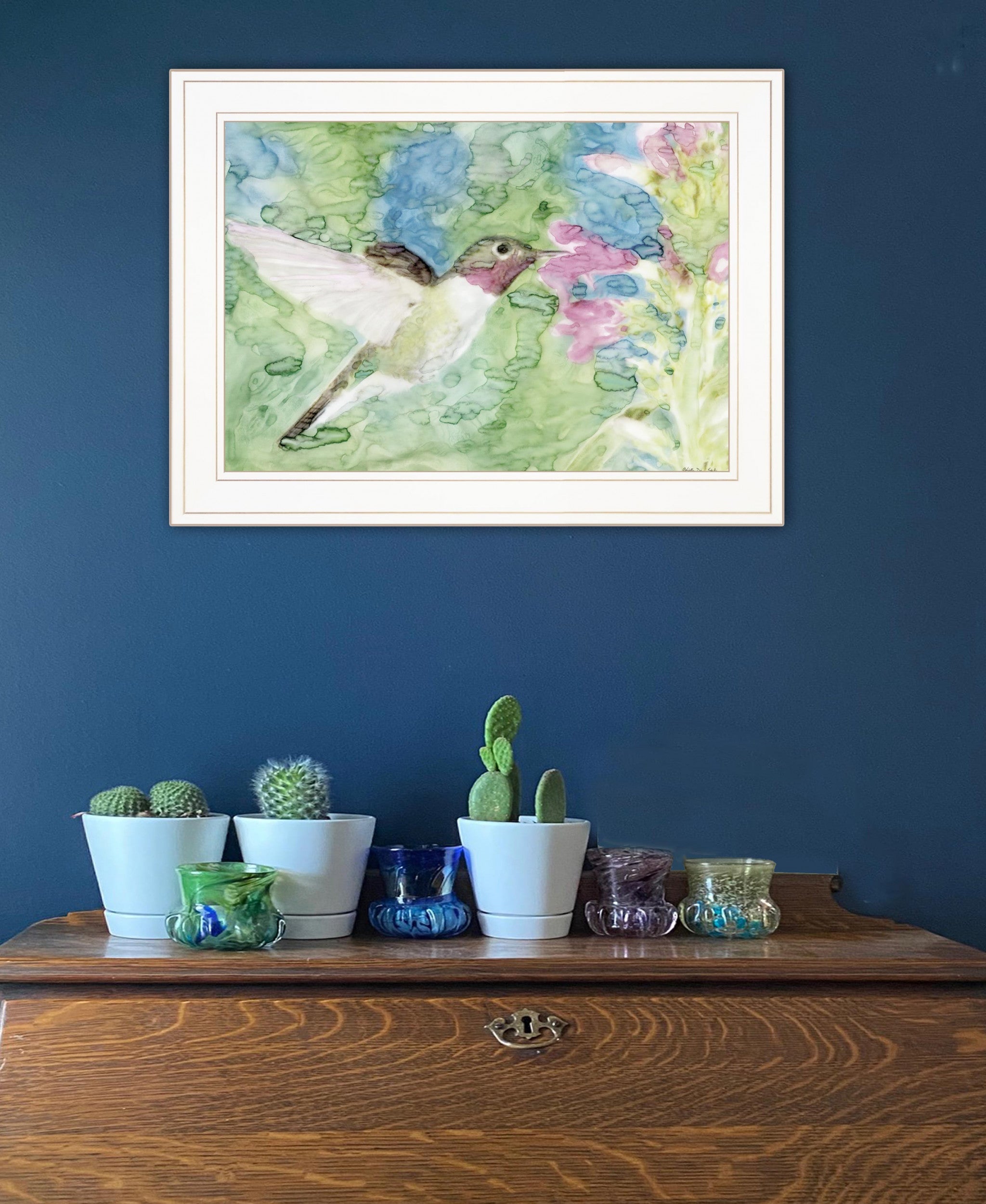 Hummingbird 1 White Framed Print Wall Art