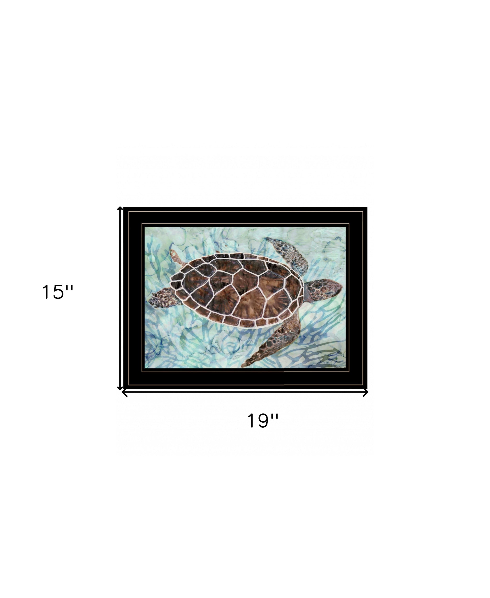 Sea Turtle in Sea Grass Black Framed Print Wall Art