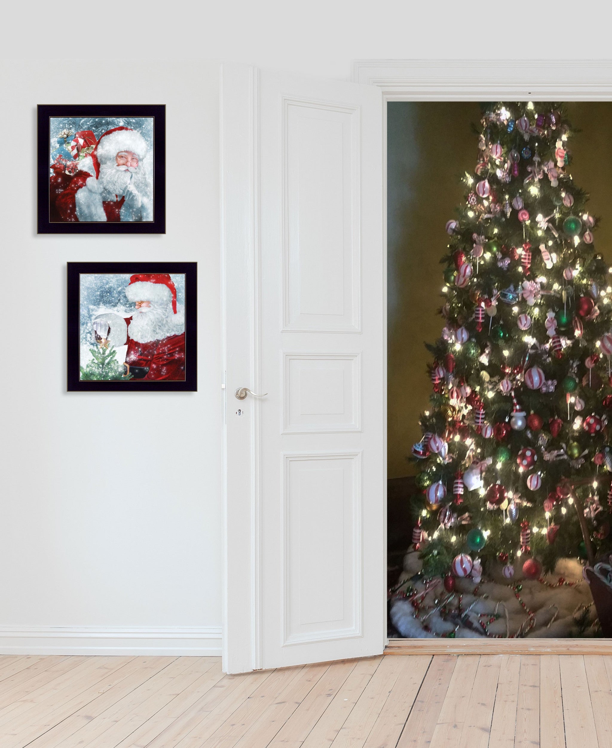 Set Of Two Santas Blessings 4 Black Framed Print Wall Art