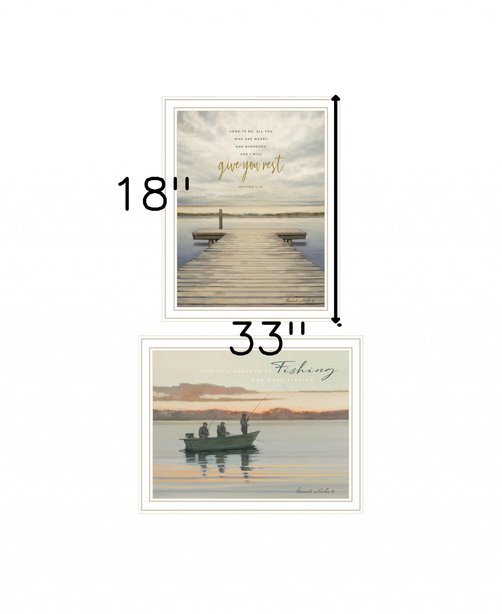 Set Of Two Lake Side Reprieve 2 White Framed Print Wall Art