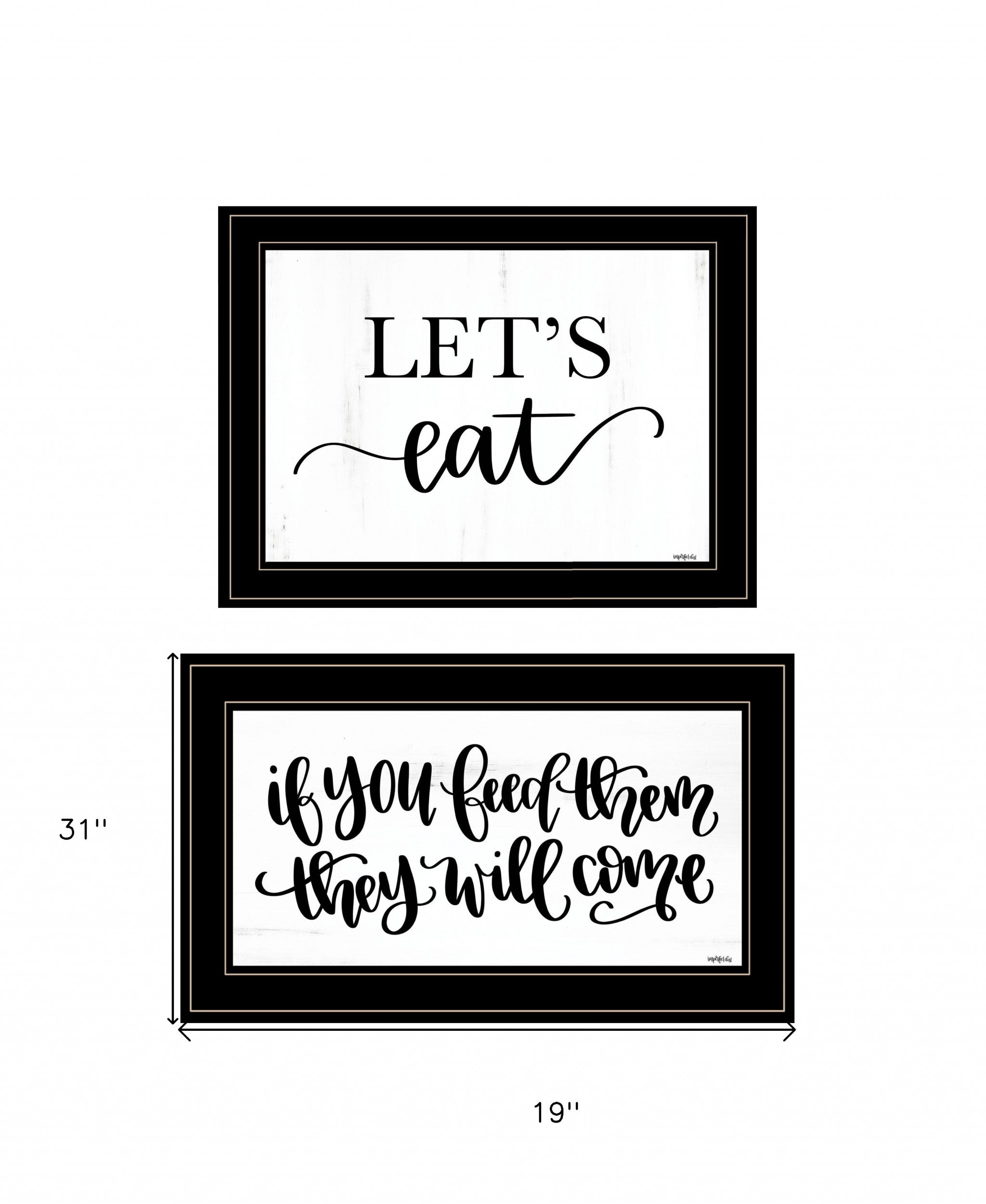 Set Of Two Lets Eat Or Feed Them 2 Black Framed Print Wall Art